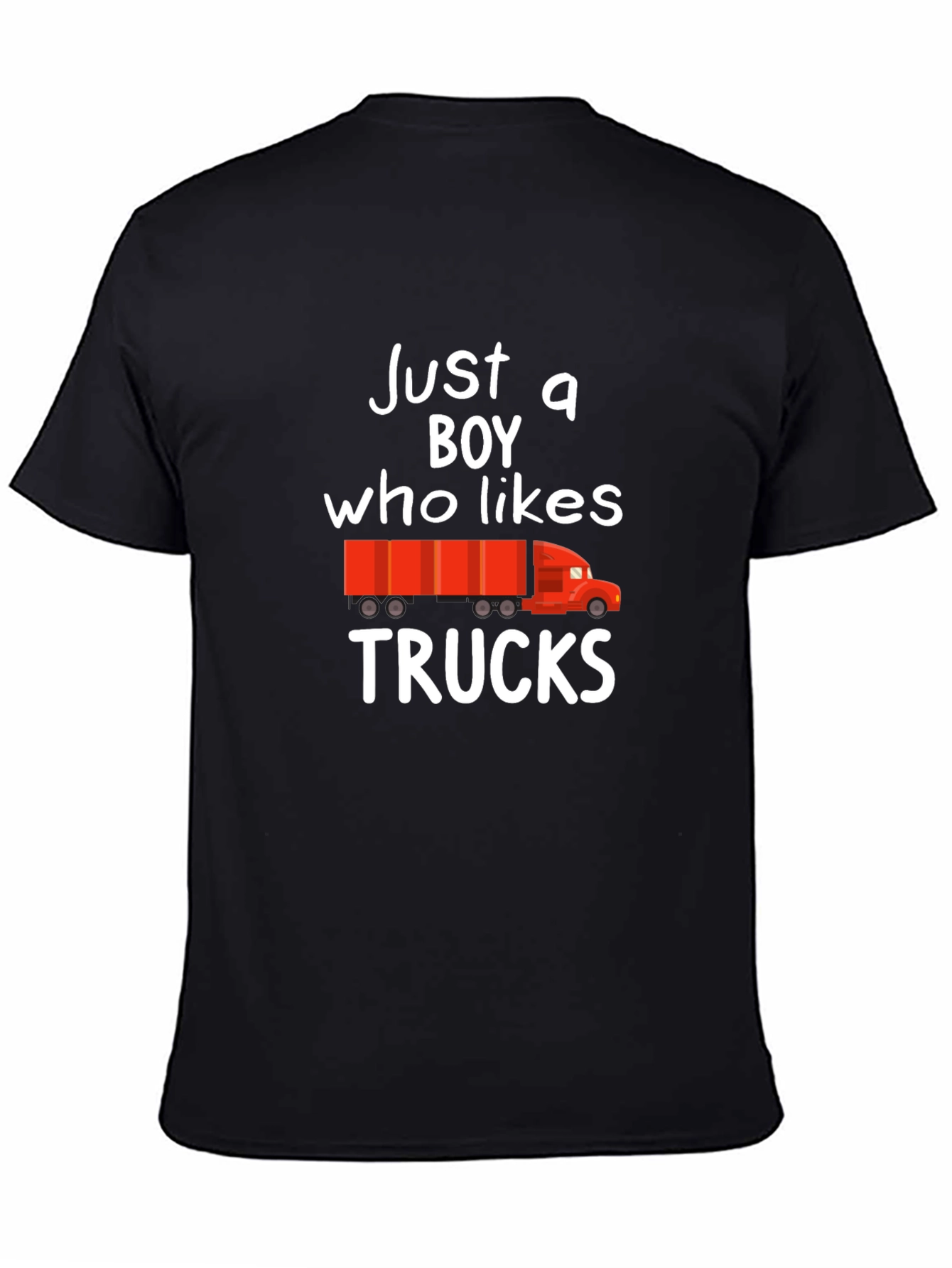 Black Just a Boy Who Likes Trucks Graphic Tee view 4