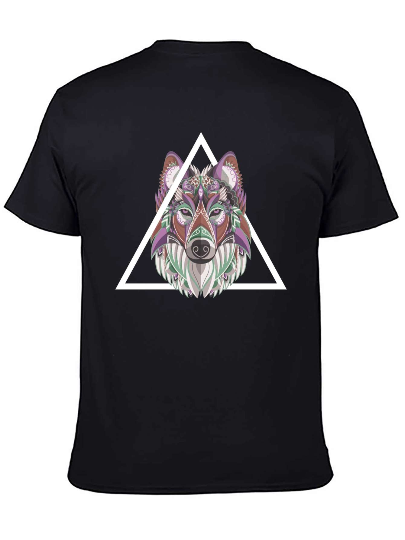 Black Geometric Wolf T-Shirt - Modern Graphic Tee view 4