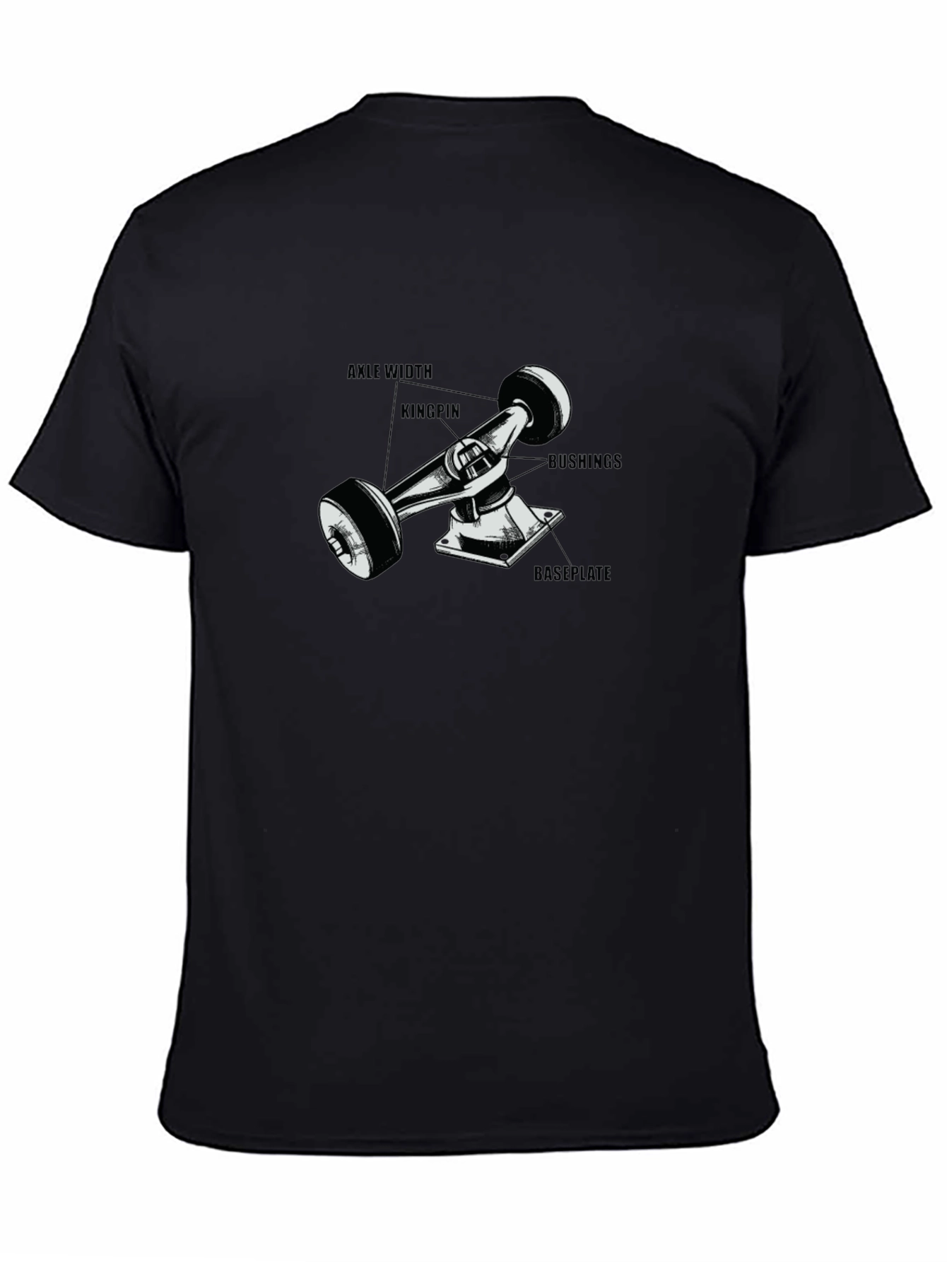 Black Skateboard Truck Diagram T-Shirt - Black view 4