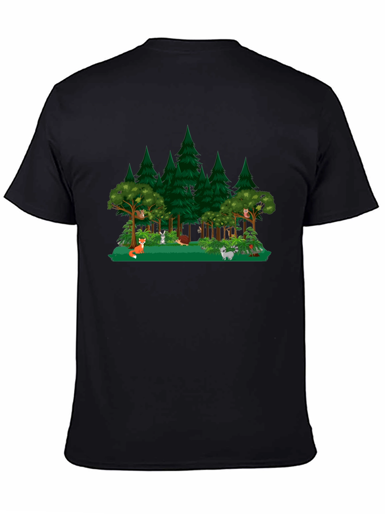 Black Forest Animals Graphic Black T-Shirt view 4