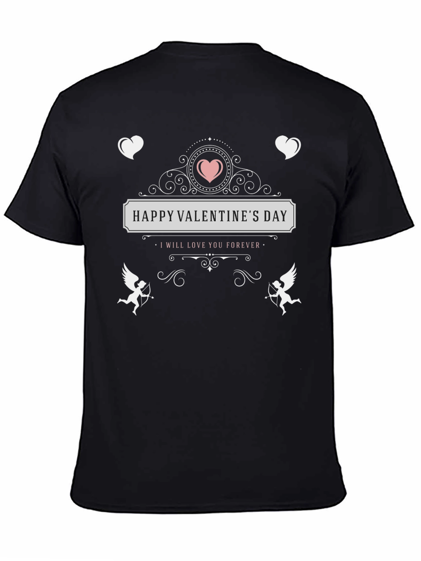 Black Happy Valentine's Day Graphic T-Shirt view 4