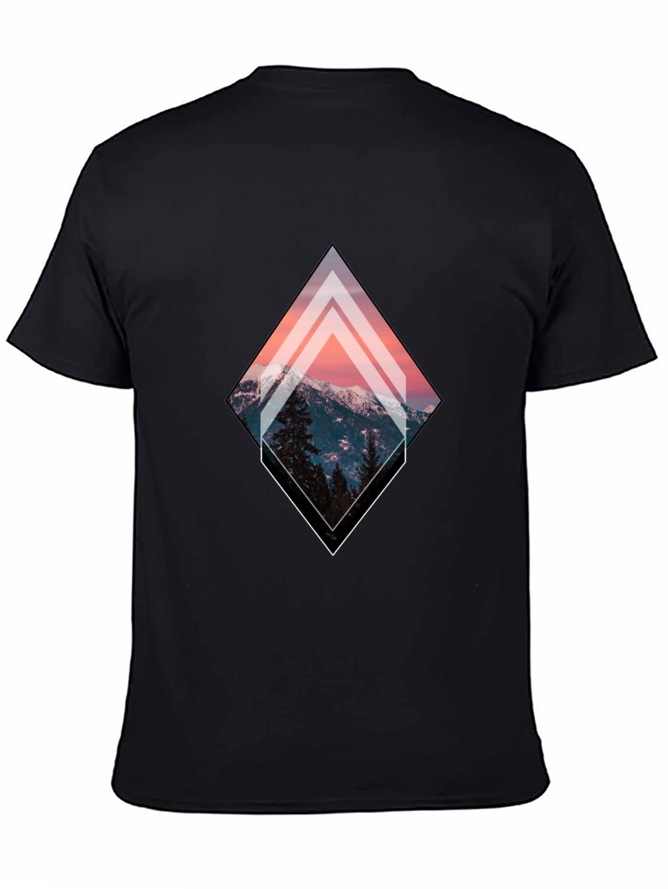 Black Mountain Peak Graphic Tee - Black Unisex T-Shirt view 4