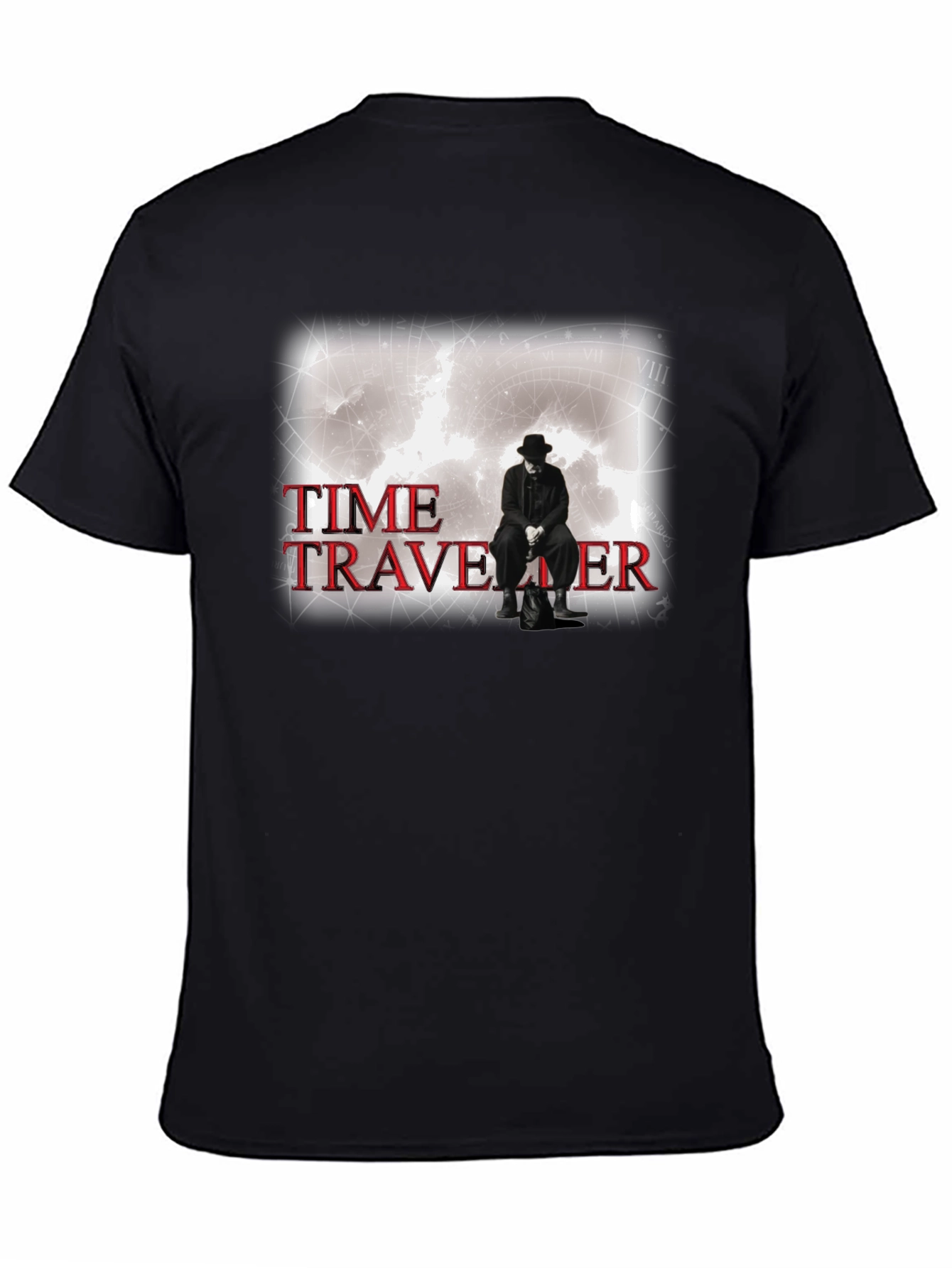 Black Time Traveler Graphic Tee - Black Cotton T-Shirt view 4