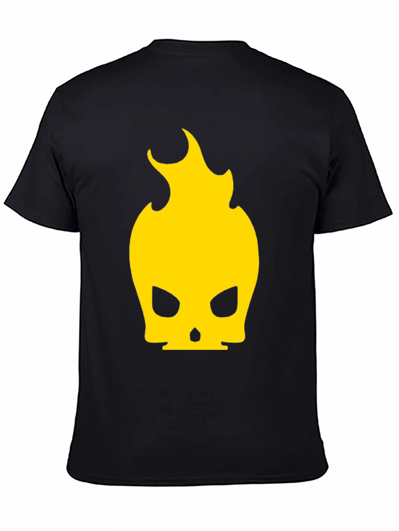 Black Fiery Skull Graphic Tee - Black Cotton Blend view 4
