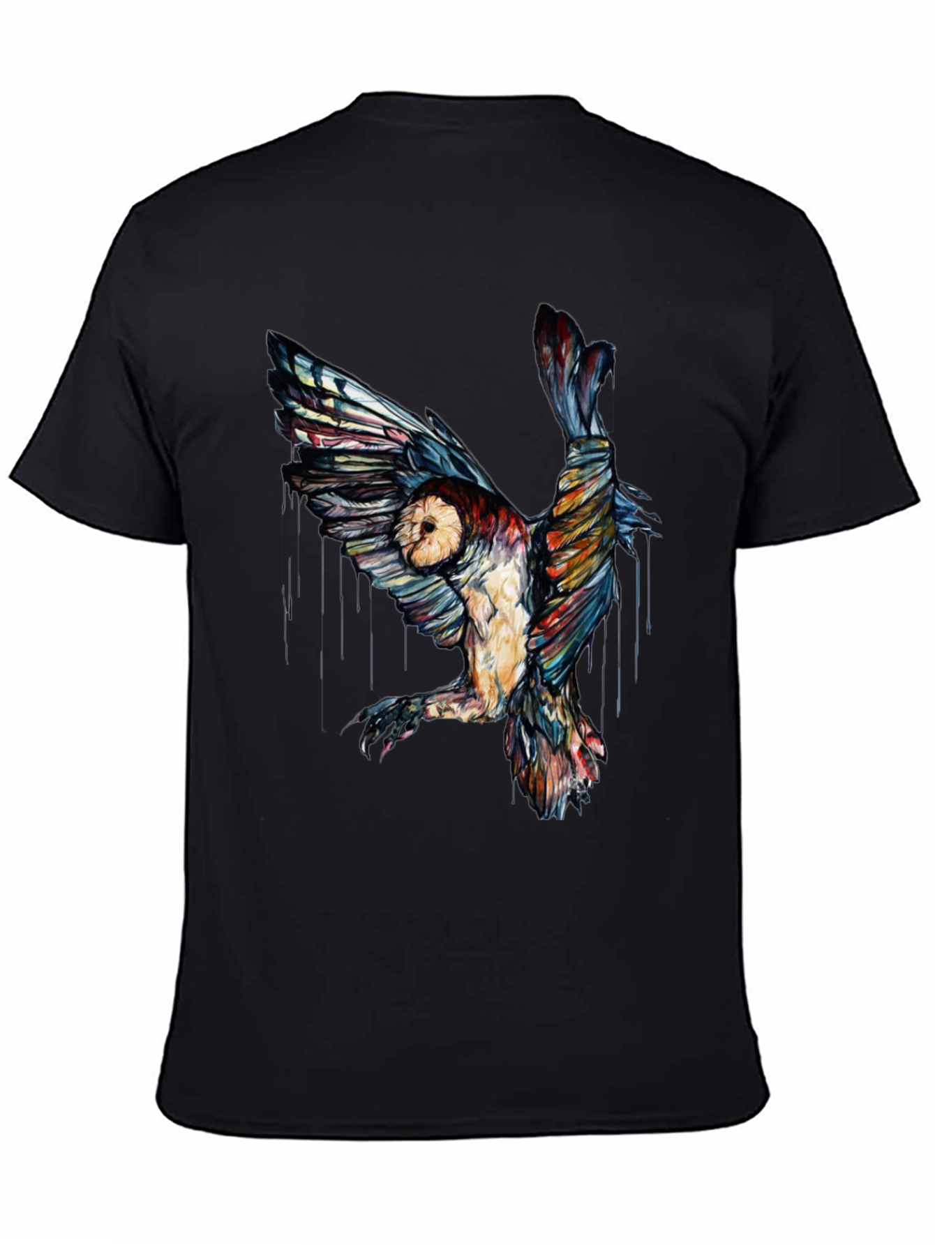 Black Owl Graphic Print Black T-Shirt view 4