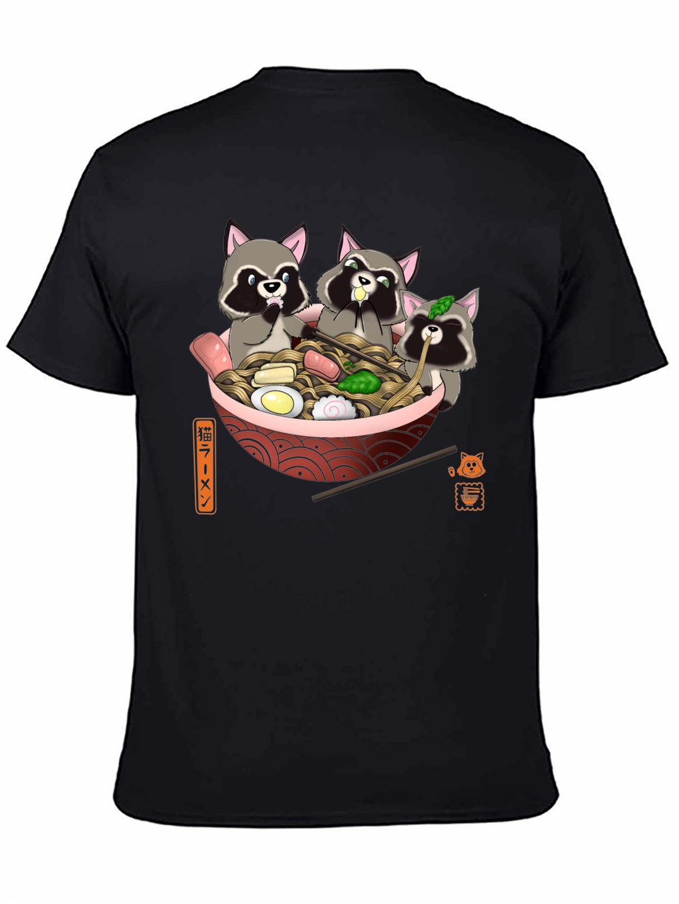 Black Raccoon Ramen T-Shirt - Cute Graphic Tee view 4