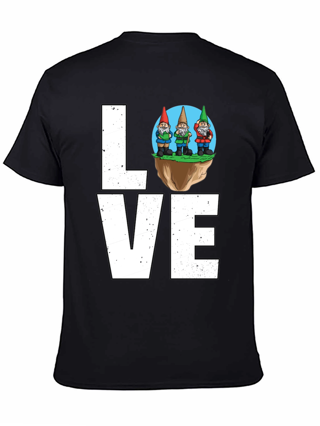 Black Gnome Love T-Shirt - Whimsical Garden Lover Tee view 4