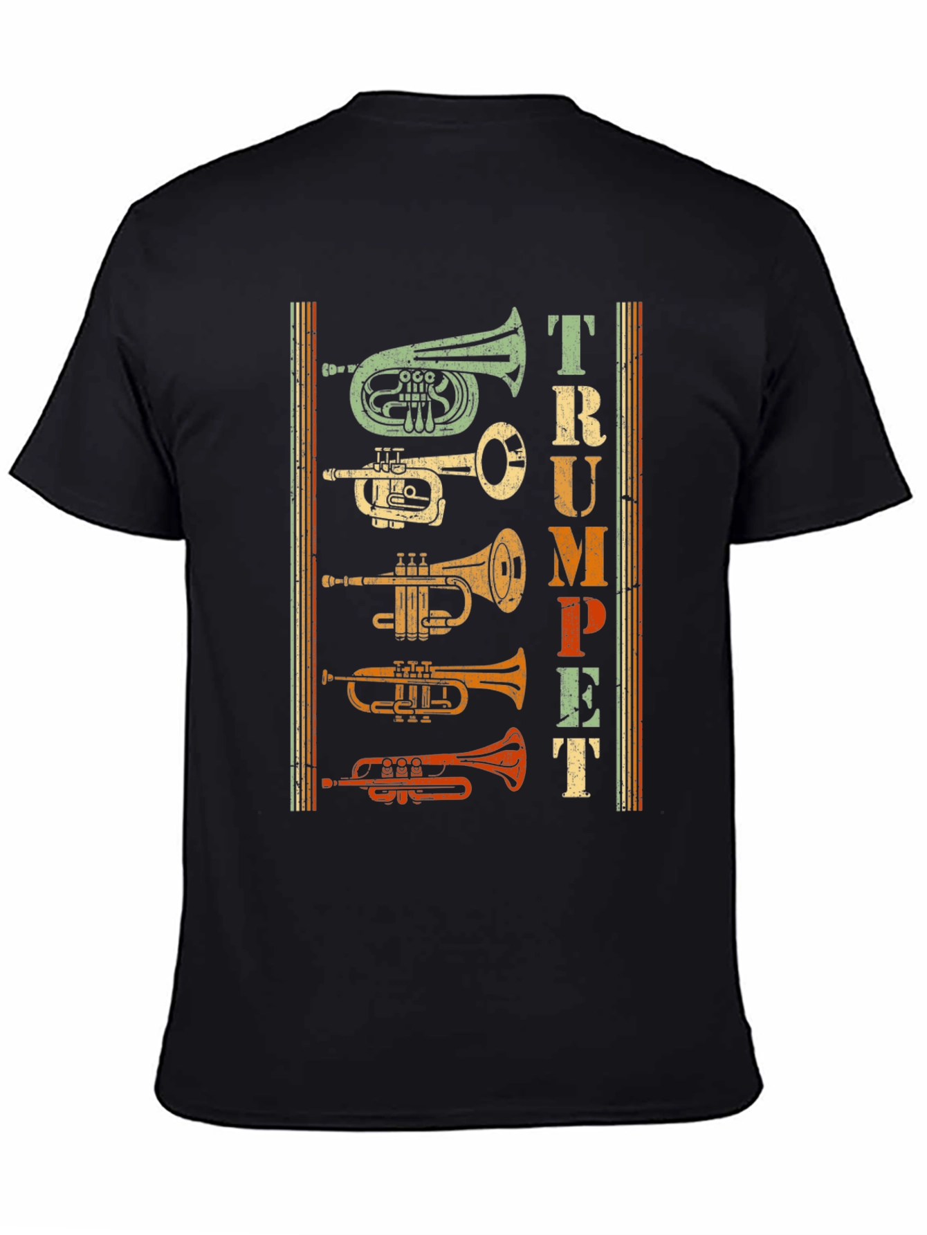 Black Vintage Trumpet T-Shirt - Musical Instrument Tee view 4