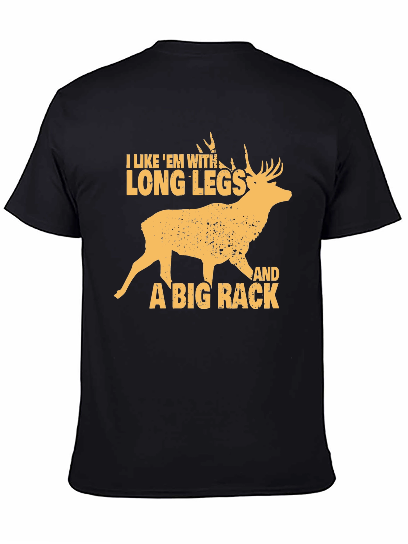 Black Funny Deer Hunter T-Shirt - Long Legs & Big Rack view 4