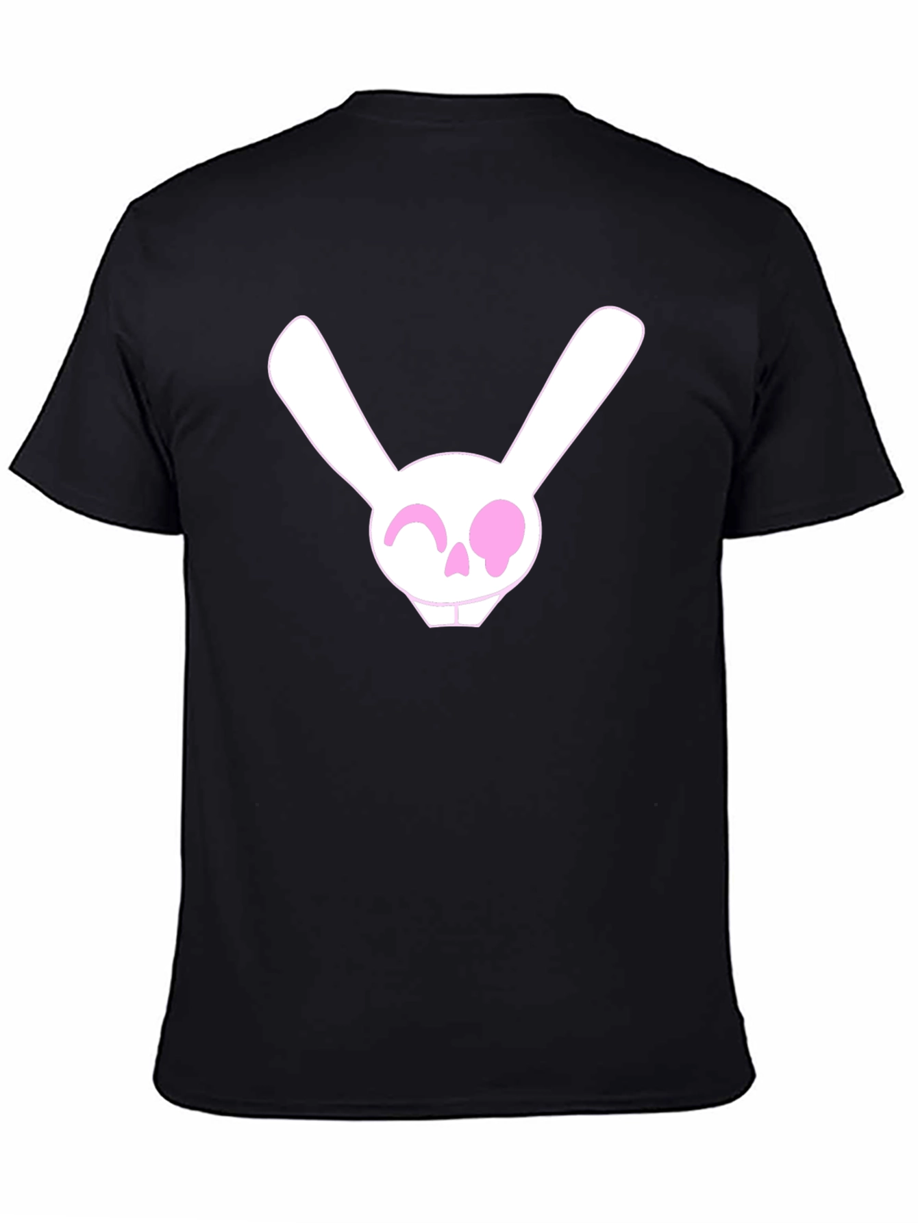 Black Skull Bunny Graphic Tee - Men's Black Cotton T-Shirt view 4