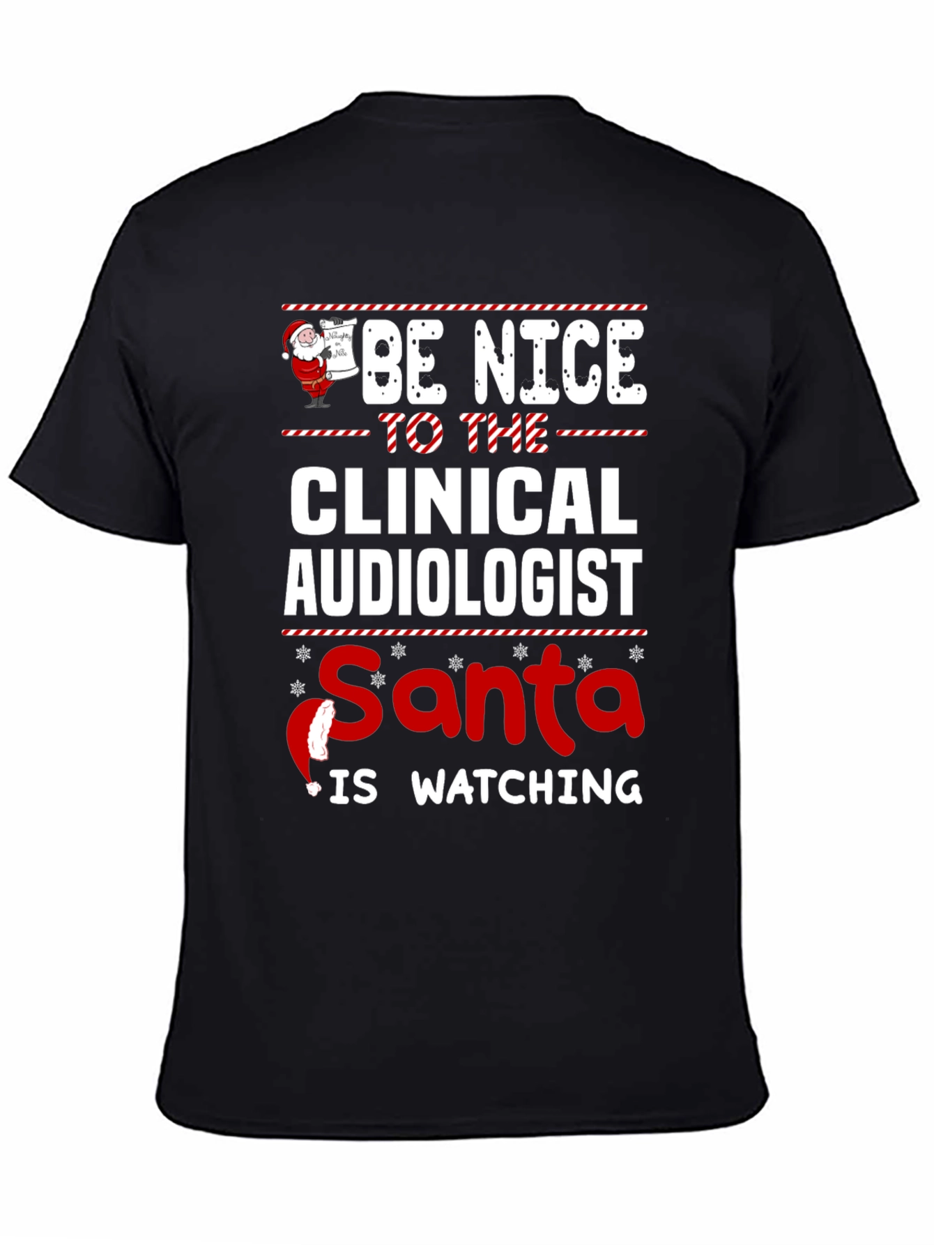 Clinical Audiologist Santa Watching T-Shirt - 4