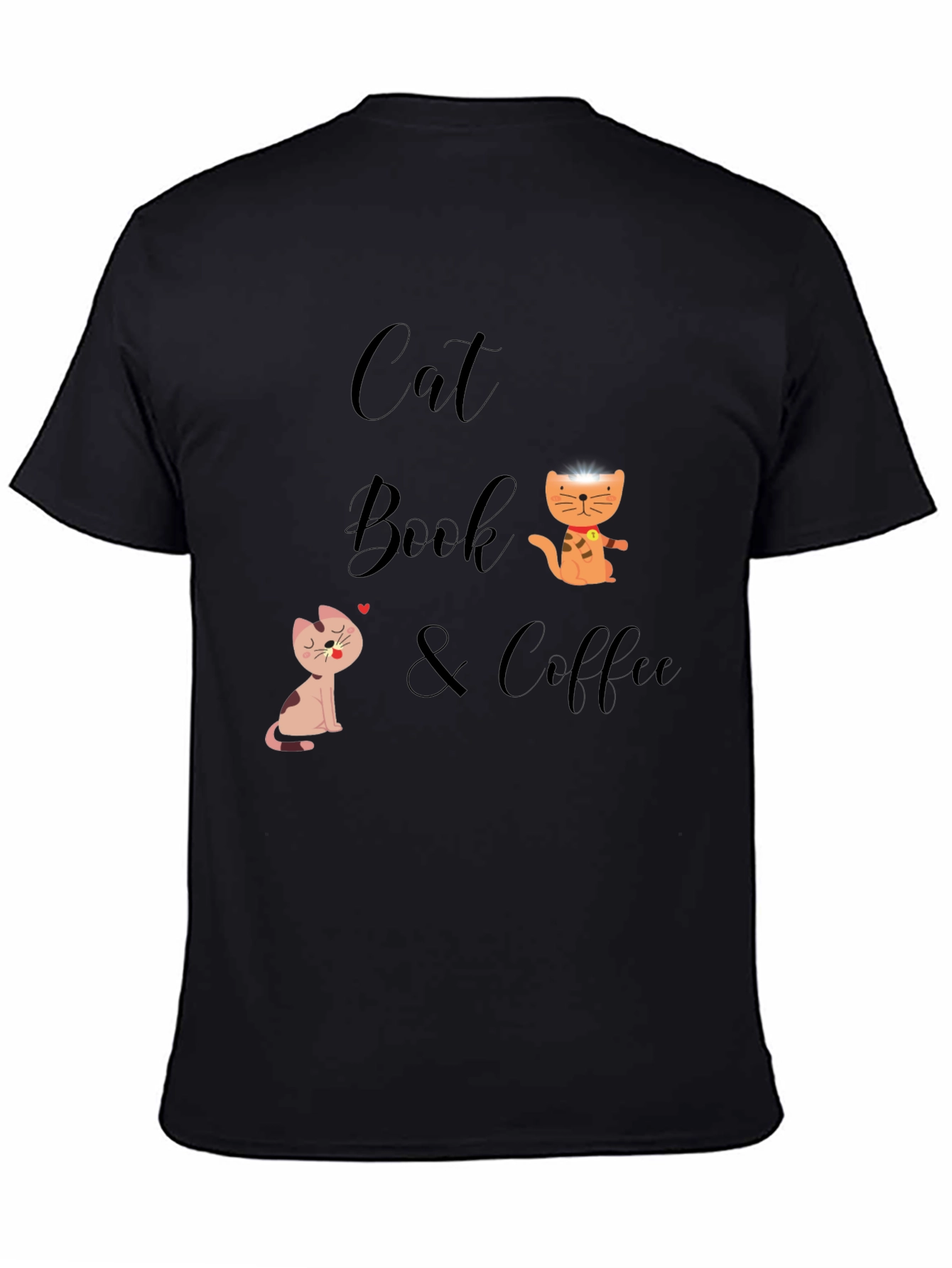 Black Cat Book & Coffee Graphic T-Shirt view 4