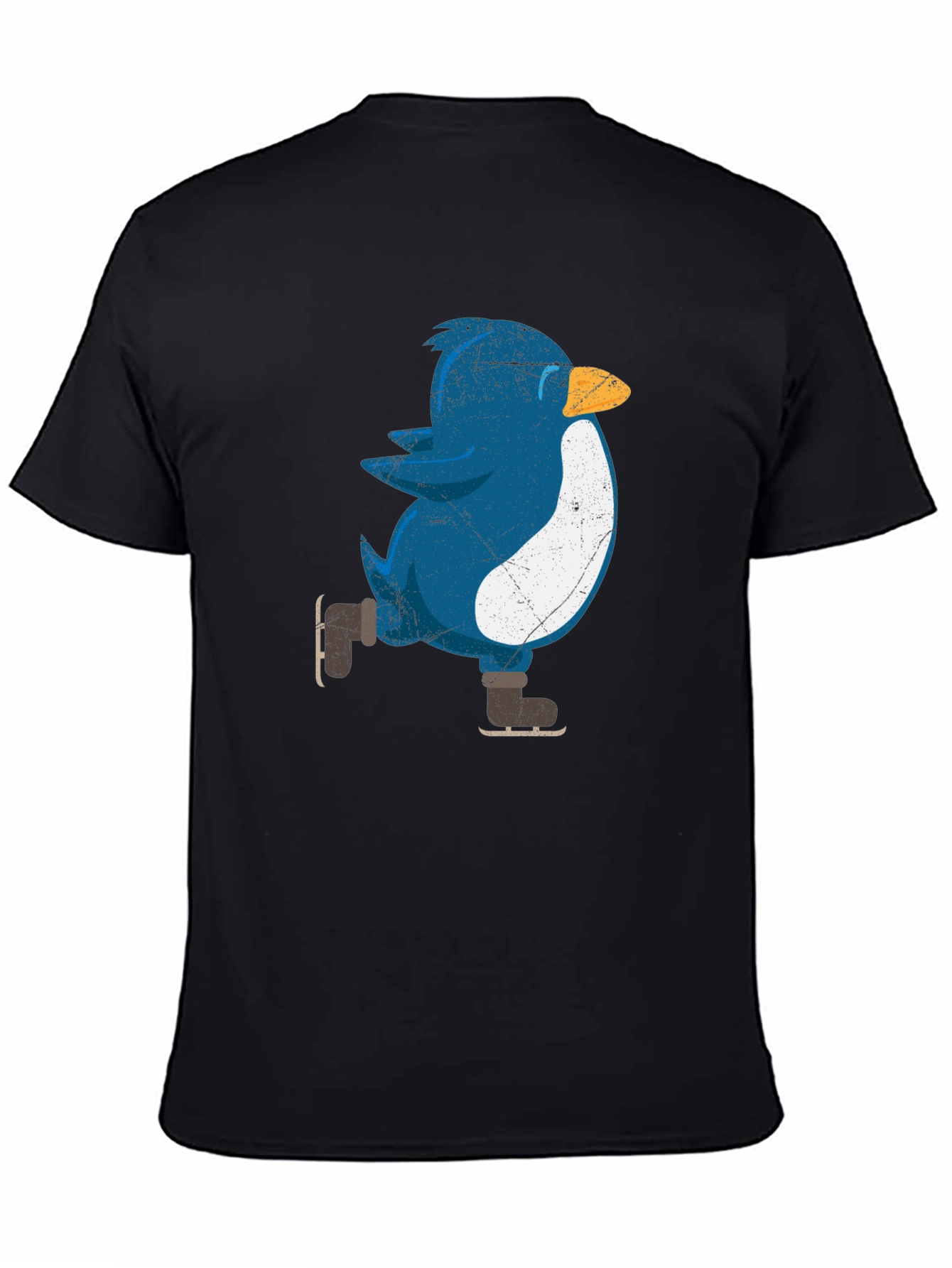 Black Skating Penguin Graphic Tee - Fun Novelty Shirt view 4