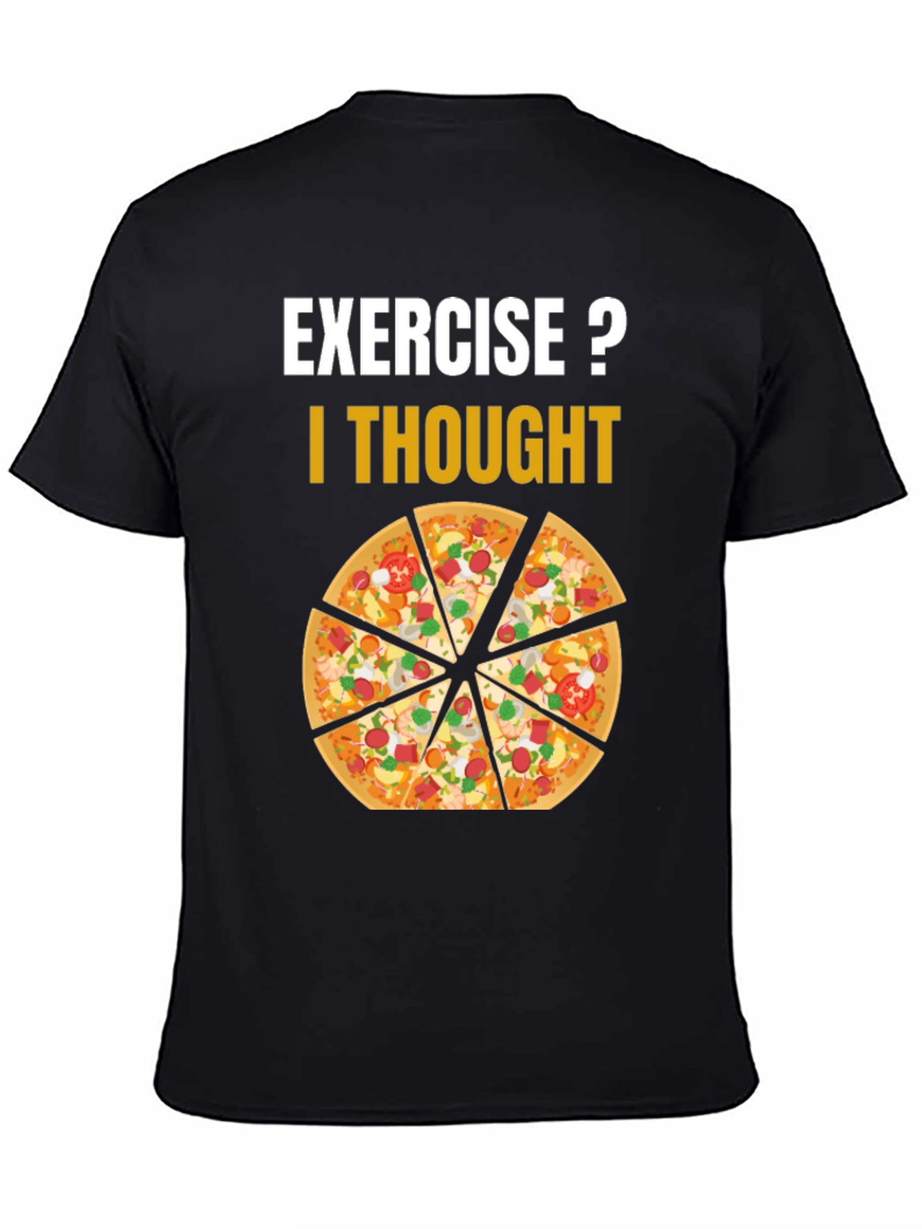 Black Pizza Exercise T-Shirt Funny Graphic Tee view 4