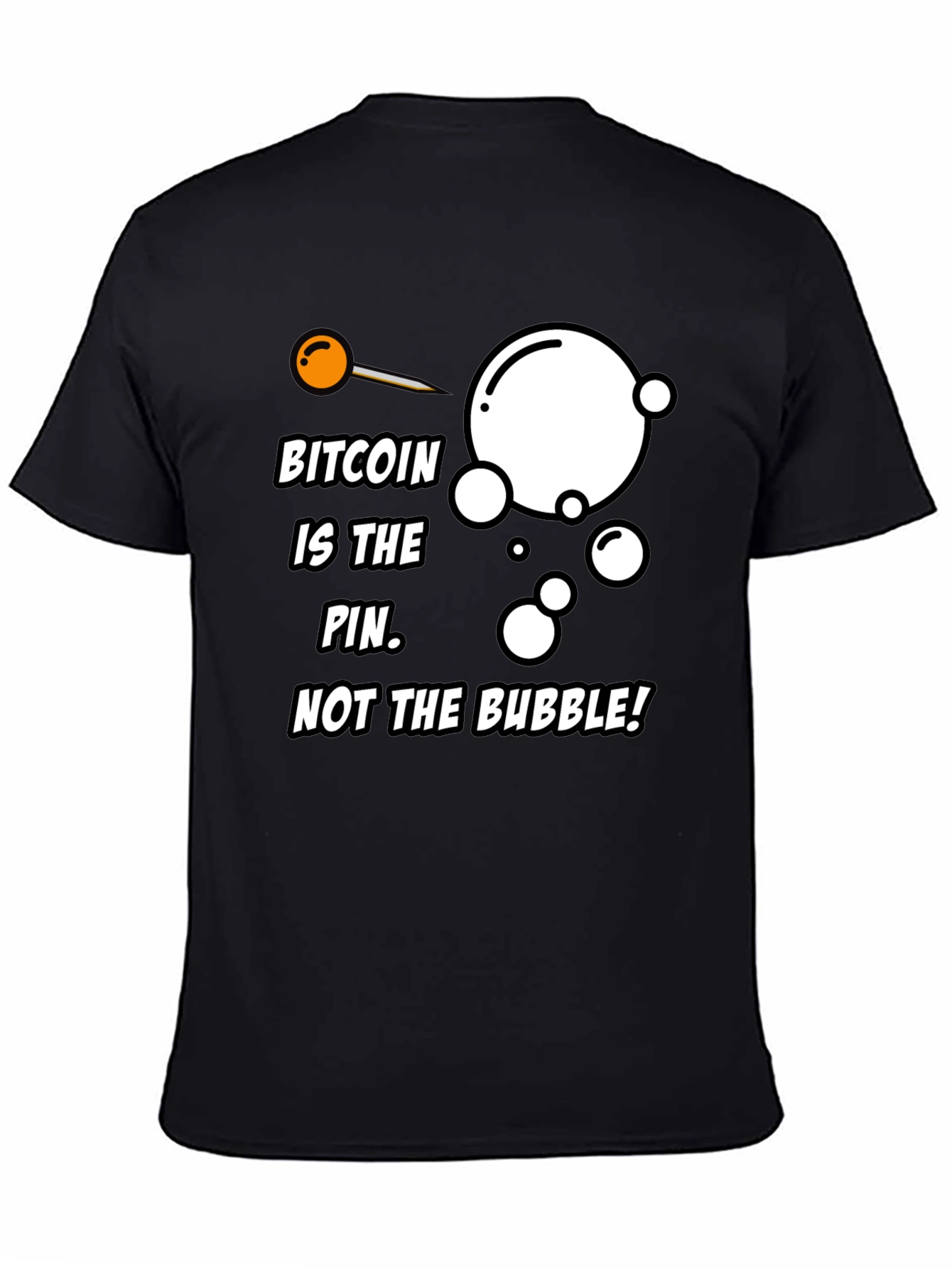 Black Bitcoin Pin Bubble Graphic T-Shirt view 4