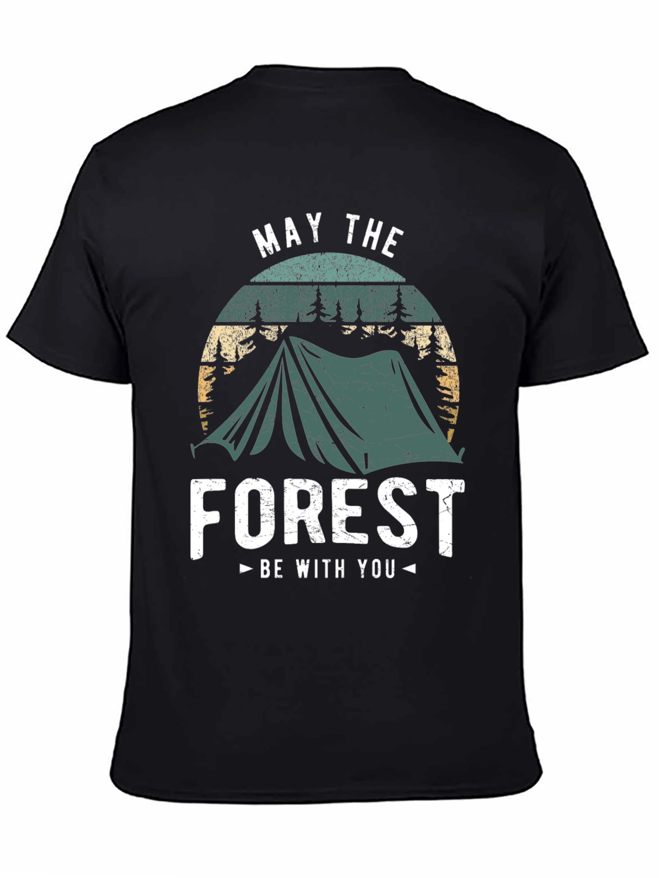 Black May The Forest Be With You Camping T-Shirt view 4