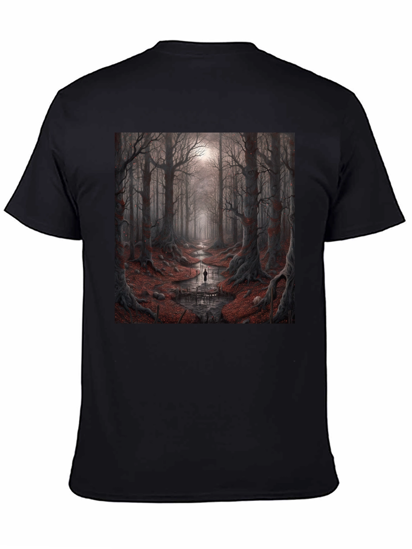 Black Mystic Forest Graphic Tee - Unique Design view 4