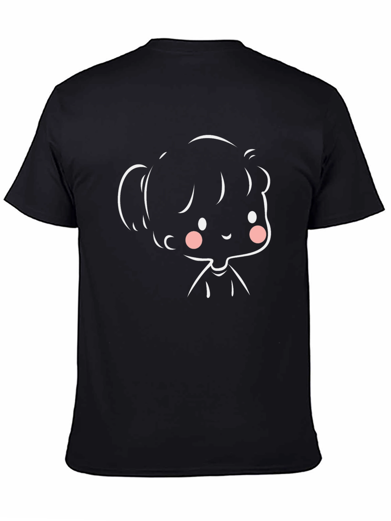 Black Cute Cartoon Girl Black T-Shirt view 4