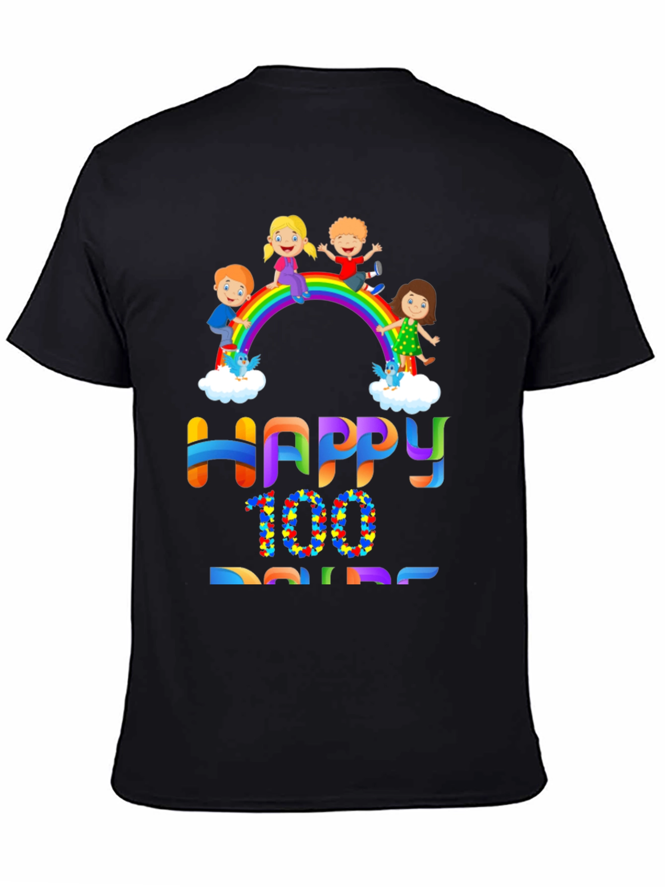 Black Happy 100 Days T-Shirt view 4