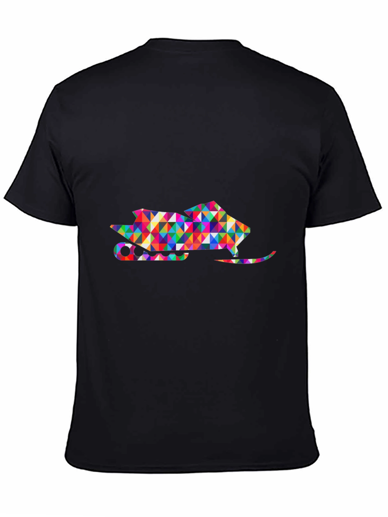 Black Geometric Snowmobile Graphic Tee - Black view 4