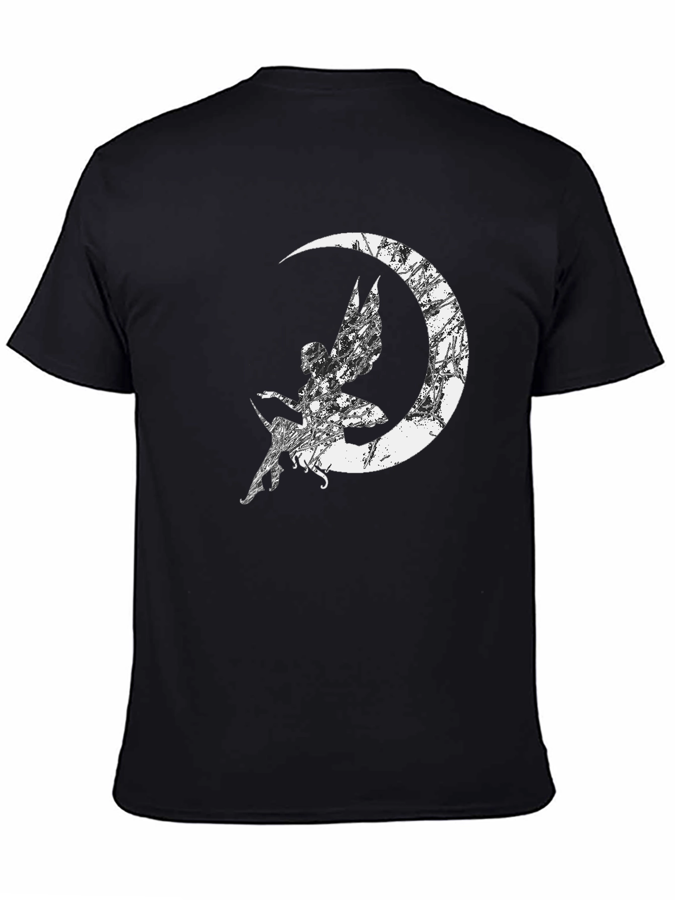 Black Fairy Moon Graphic T-Shirt - Black Cotton Tee view 4