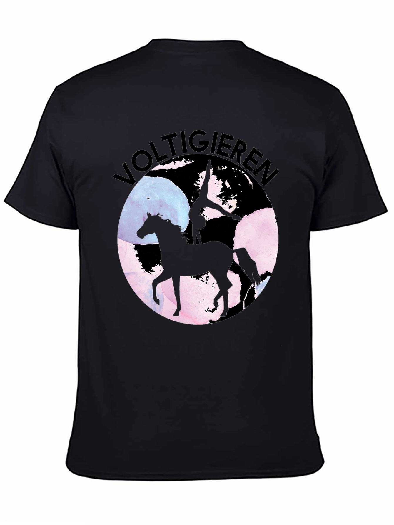 Black Voltigieren Horse T-Shirt - Equestrian Art Tee view 4