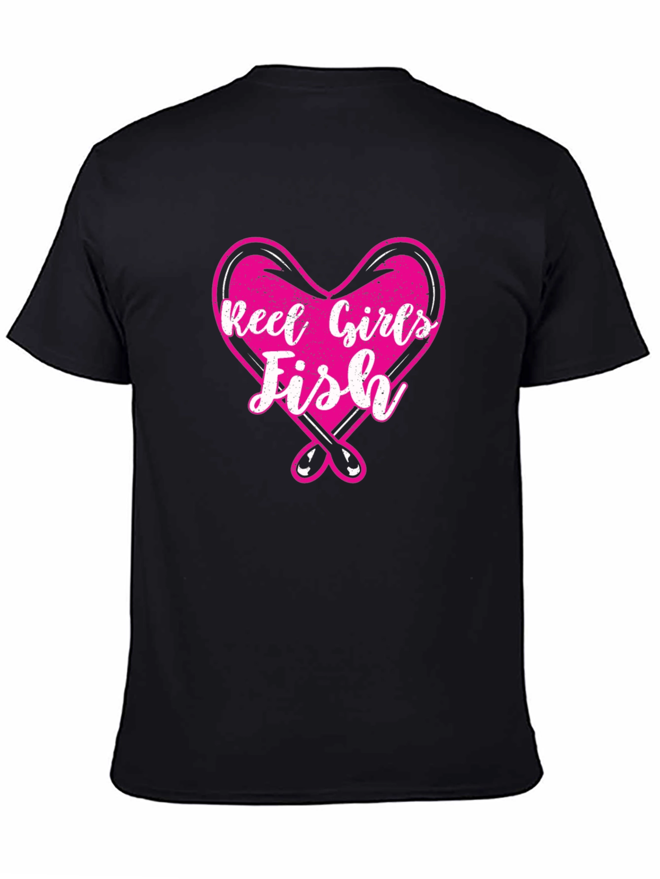 Black Reel Girls Fish Heart Graphic T-Shirt view 4