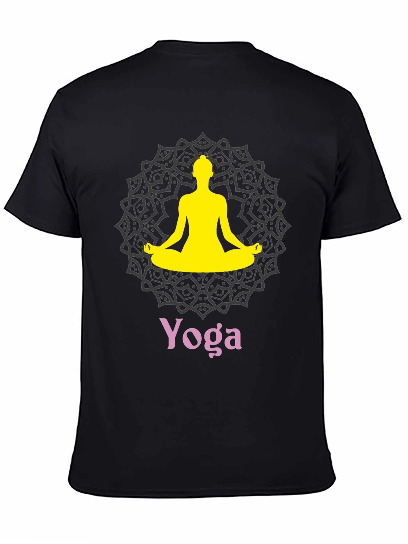 Black Yoga Mandala Graphic T-Shirt view 4