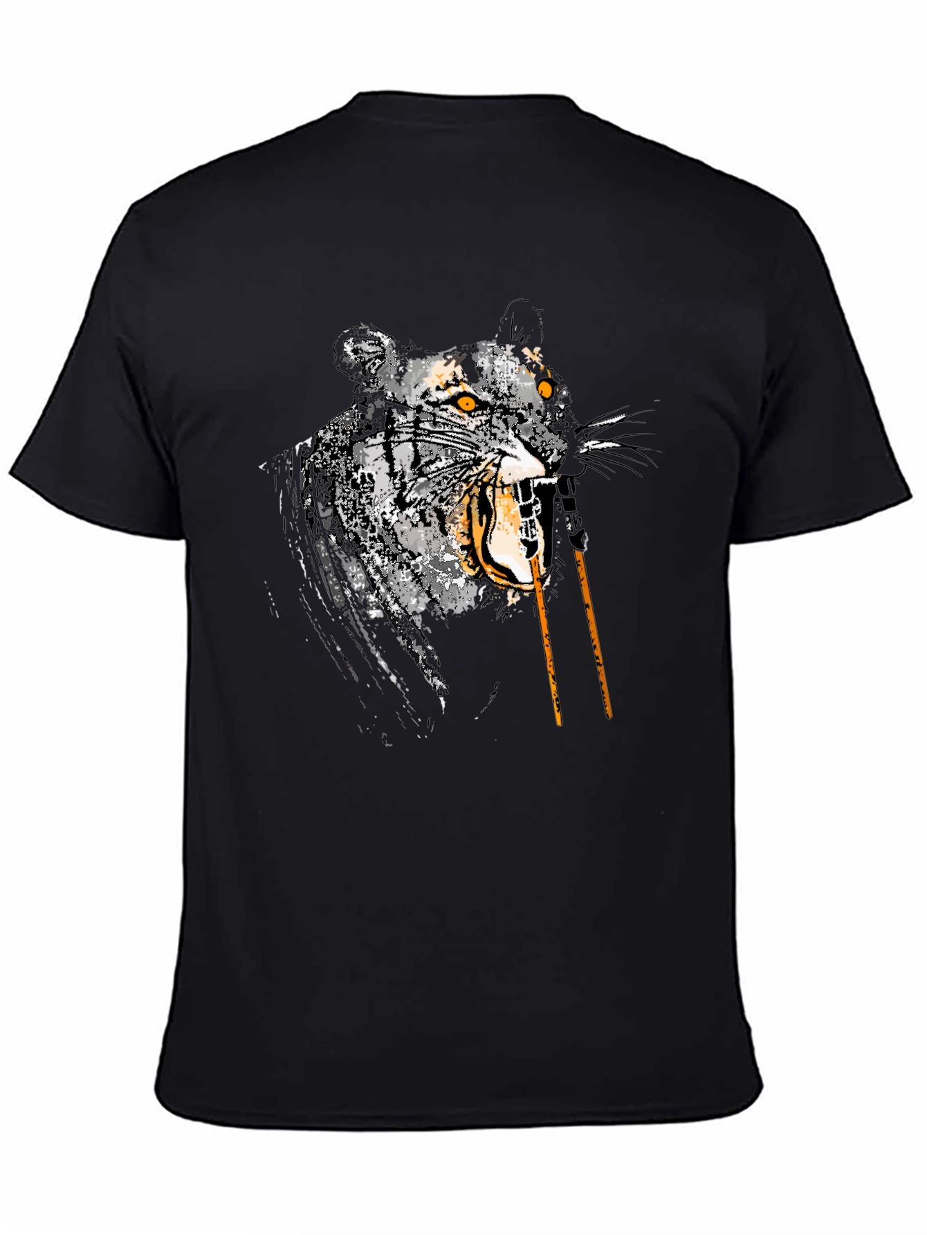 Black Roaring Tiger Graphic Tee - Men's Black T-Shirt view 4