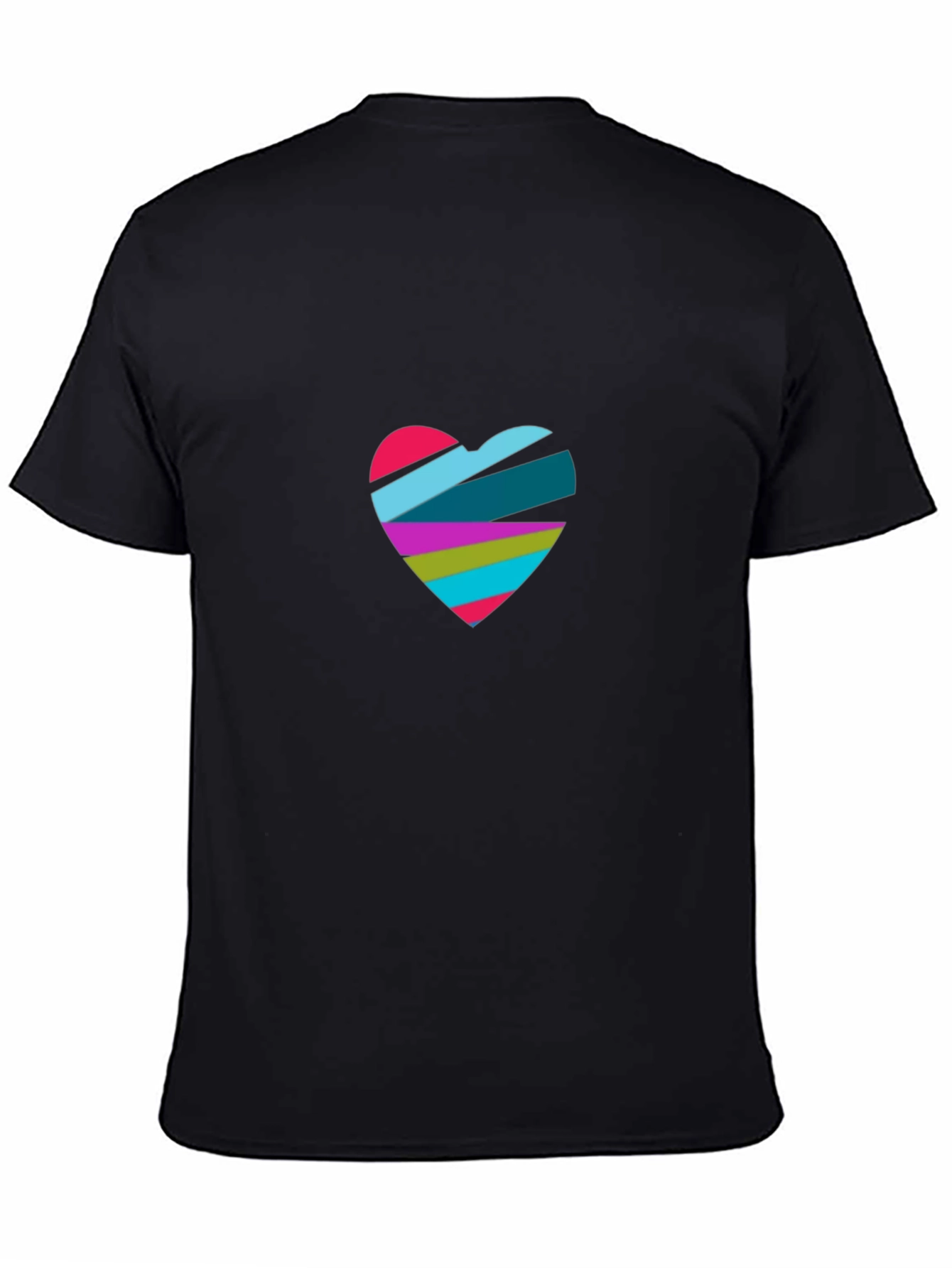 Black Abstract Heart Graphic Black T-Shirt view 4