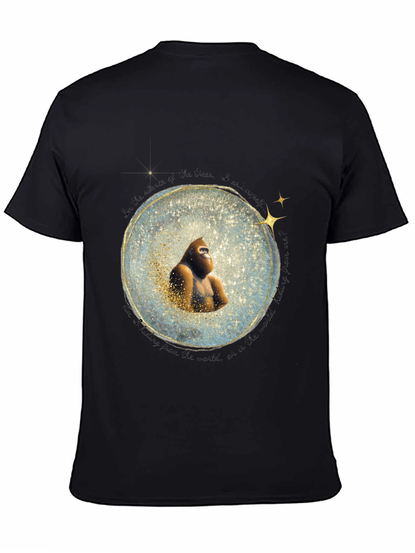 Black Gorilla in Snow Globe T-Shirt view 4
