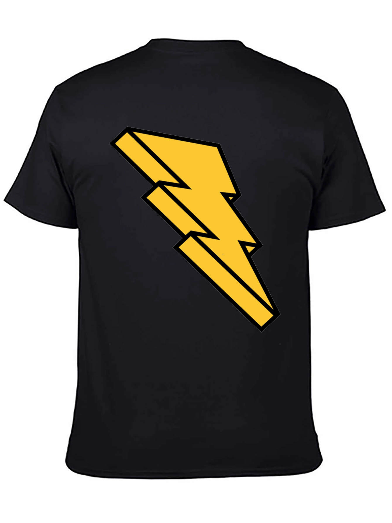 Black Black T-Shirt with Bold Lightning Bolt Design view 4