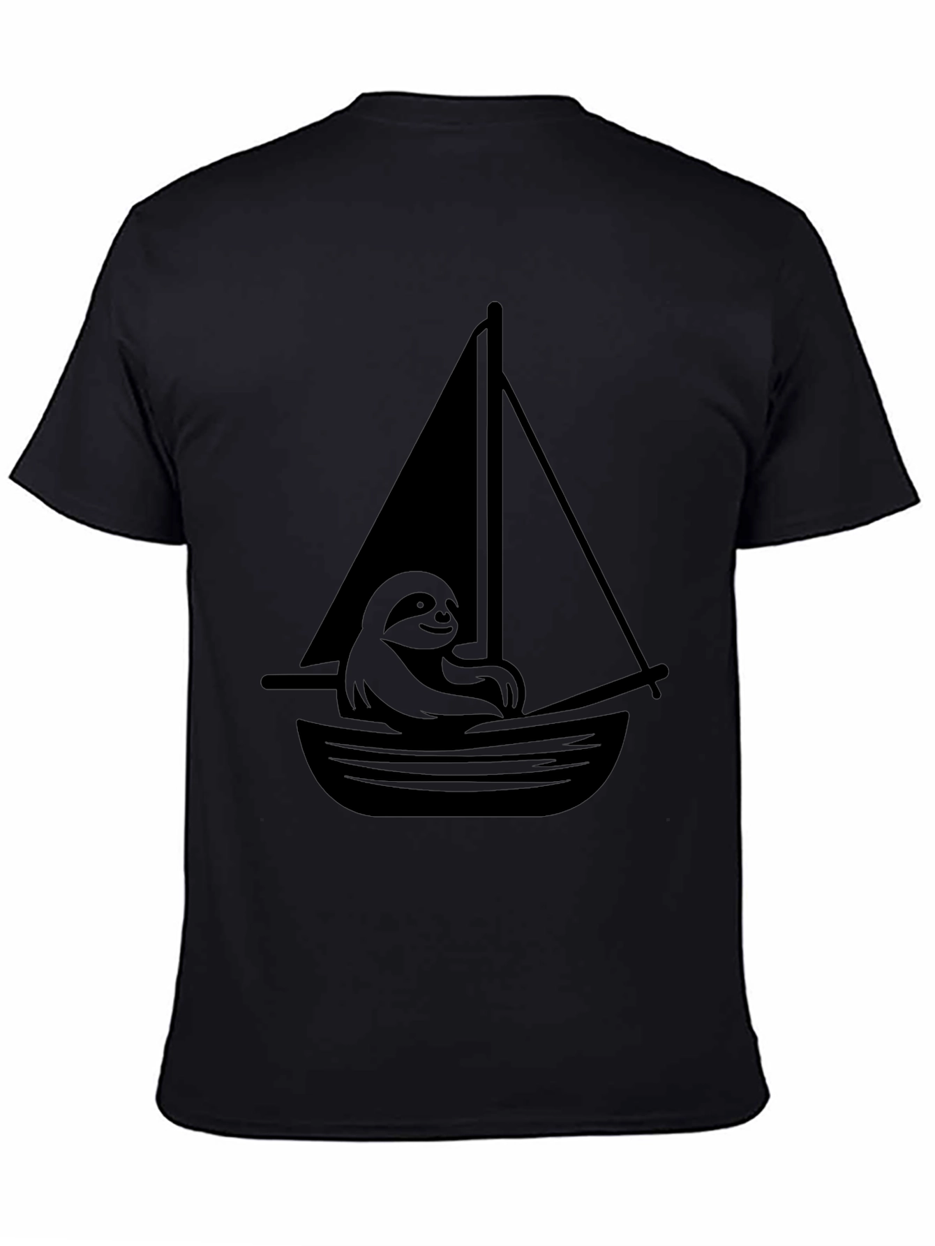 Black Sloth on a Sailboat Graphic T-Shirt view 4