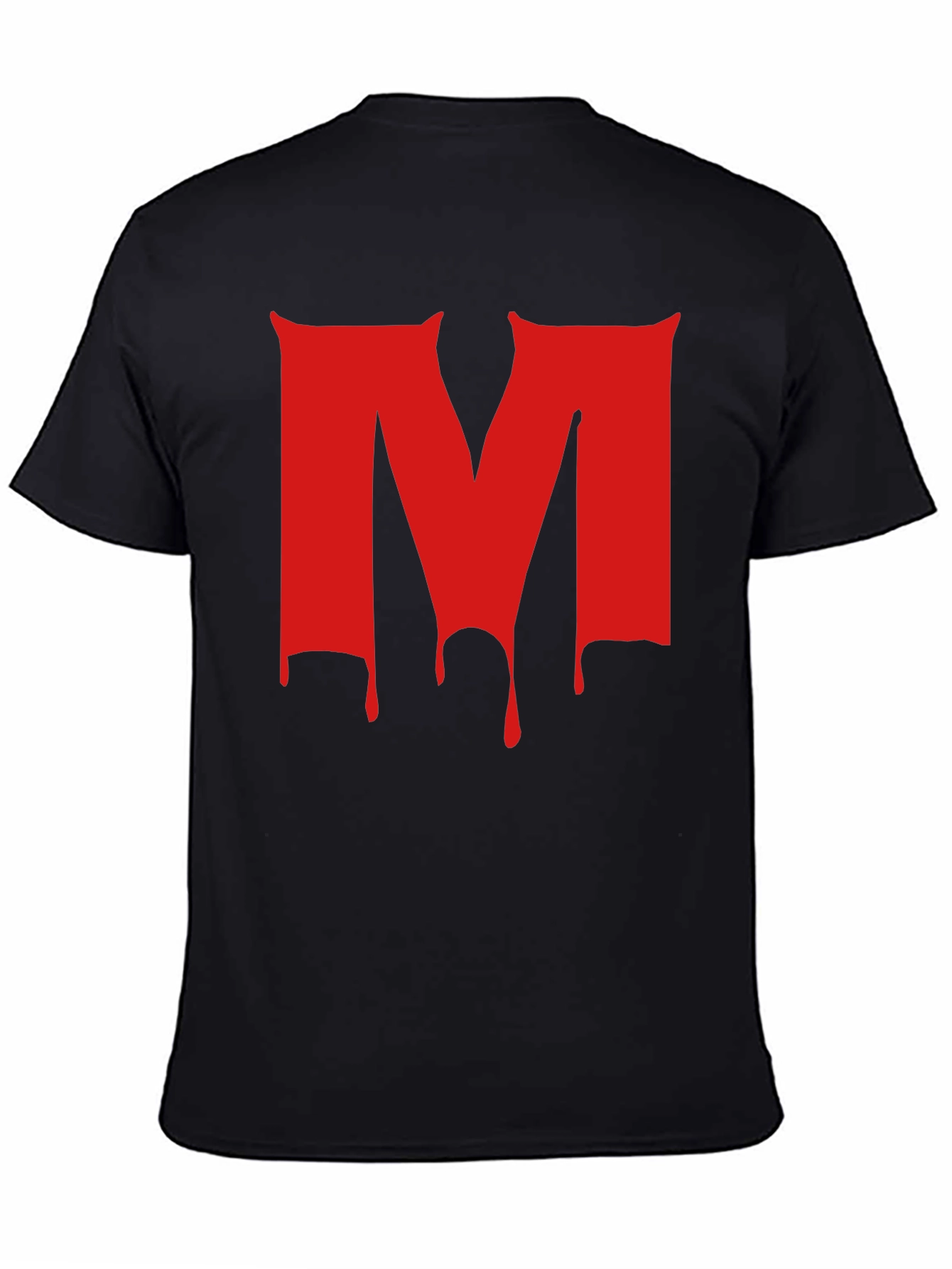 Black Red Dripping M Letter Black T-Shirt view 4