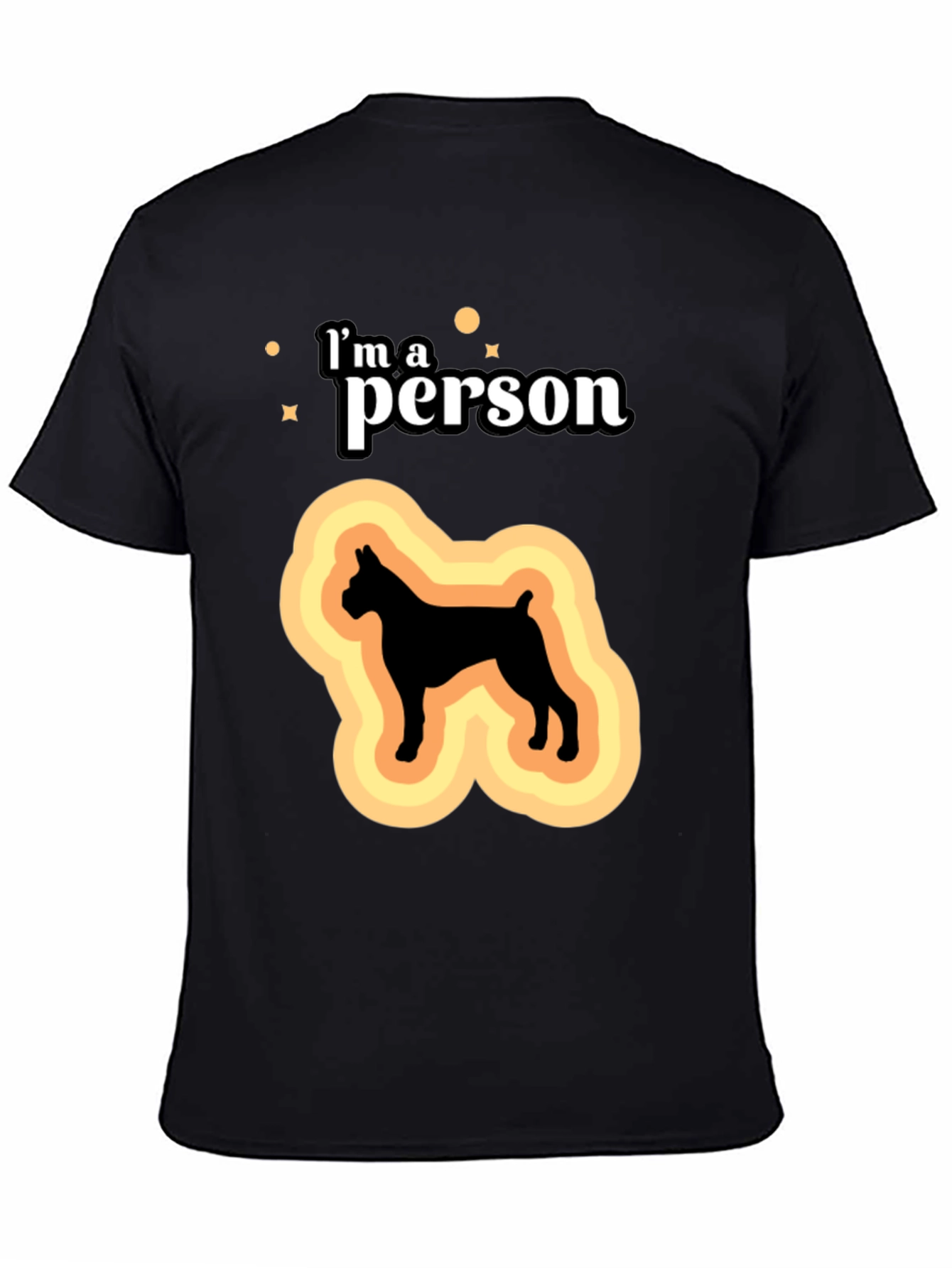 Black I'm a Person Dog Silhouette Black T-Shirt view 4
