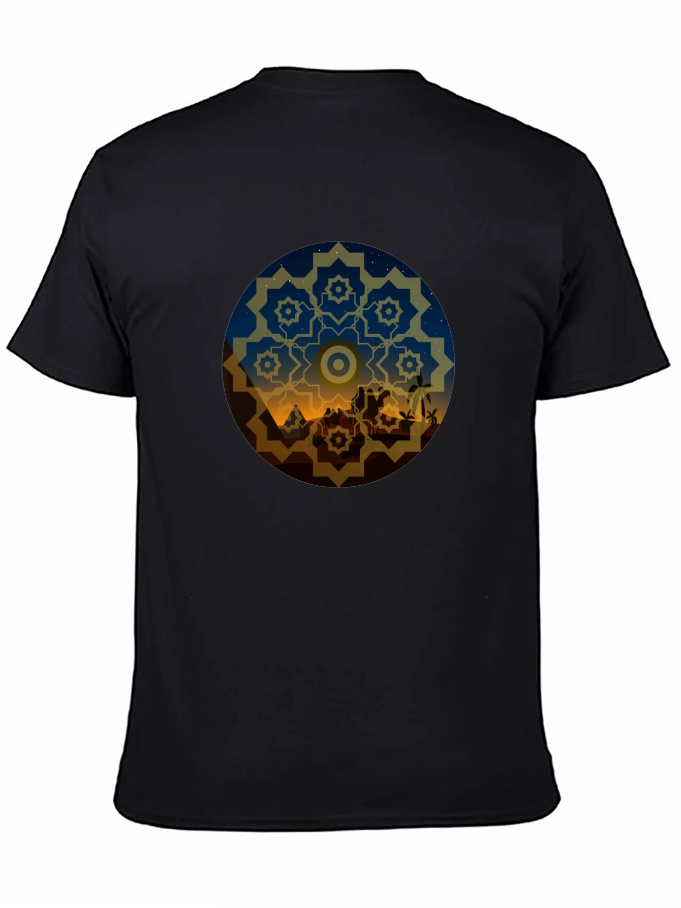Black Desert Night Mandala Graphic Tee - Black view 4