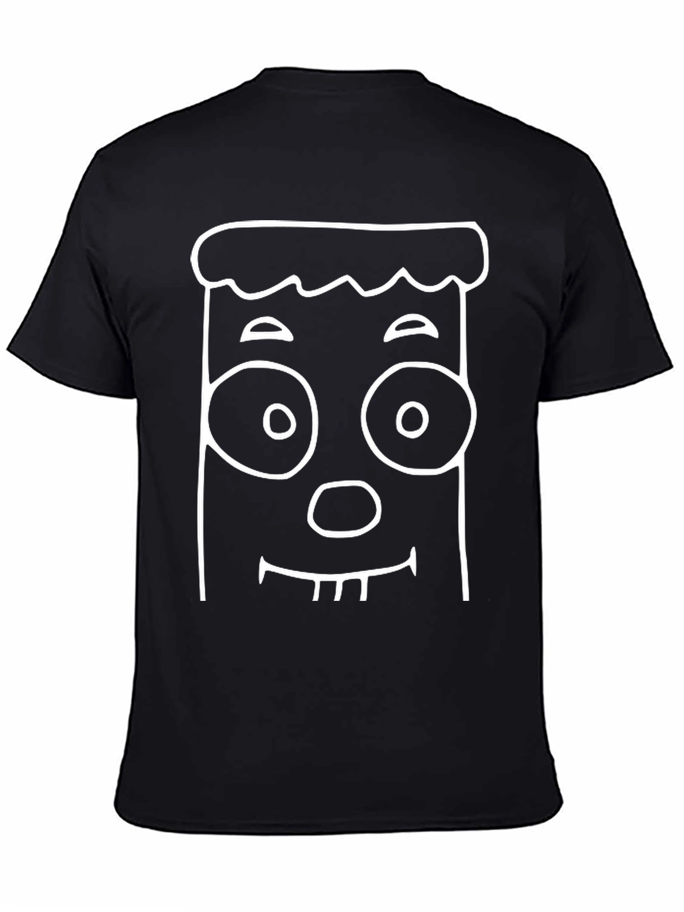 Black Cartoon Face Graphic Tee - Black Cotton Blend T-Shirt view 4