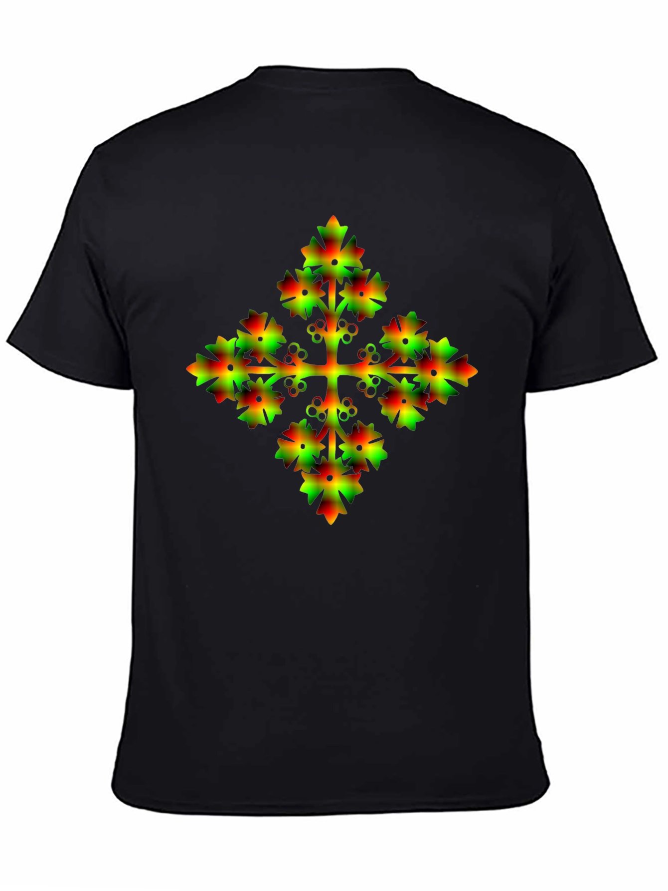 Unique Gradient Floral Cross Graphic Tee - 4