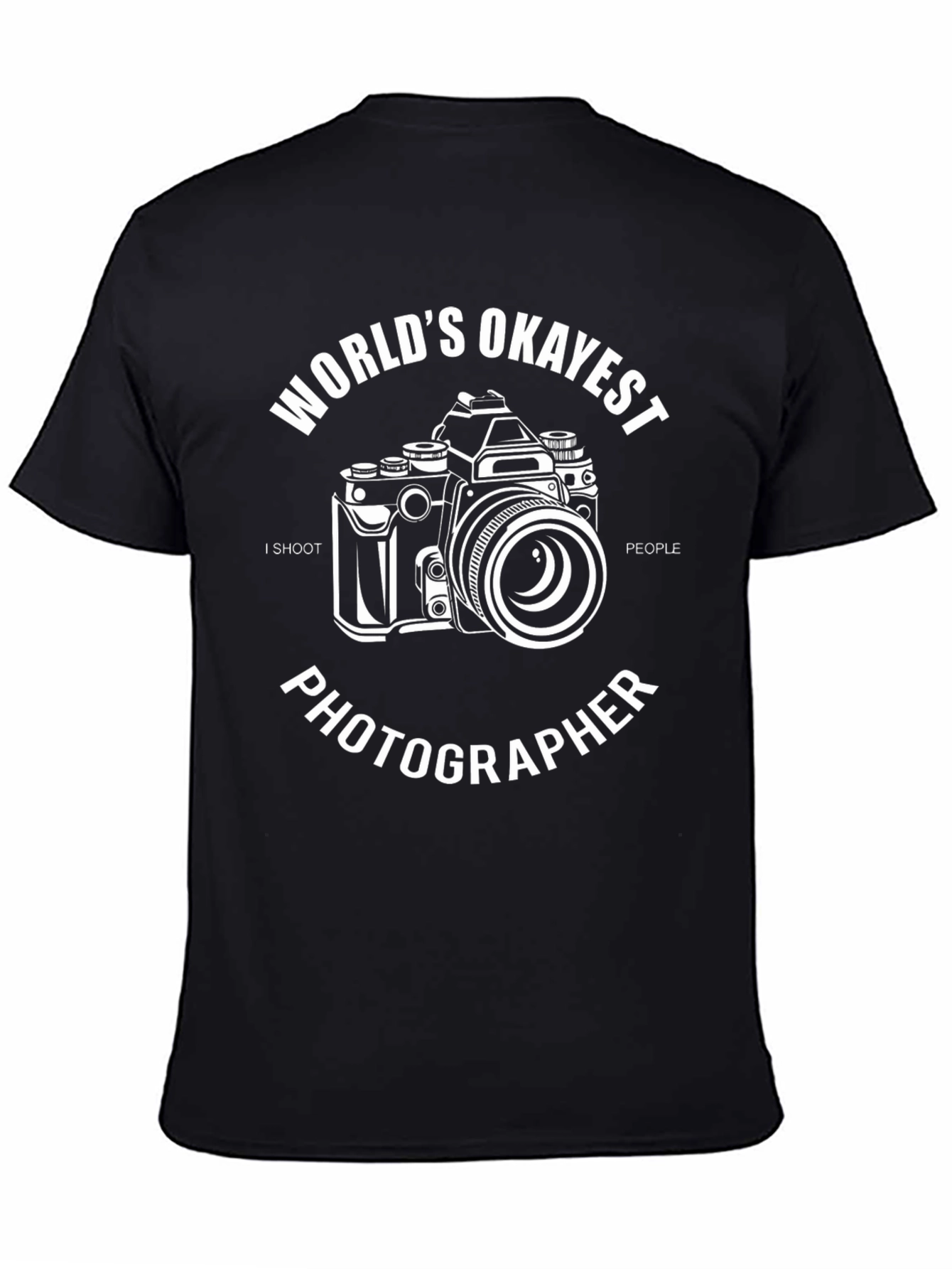 Black World's Okayest Photographer Graphic T-Shirt view 4