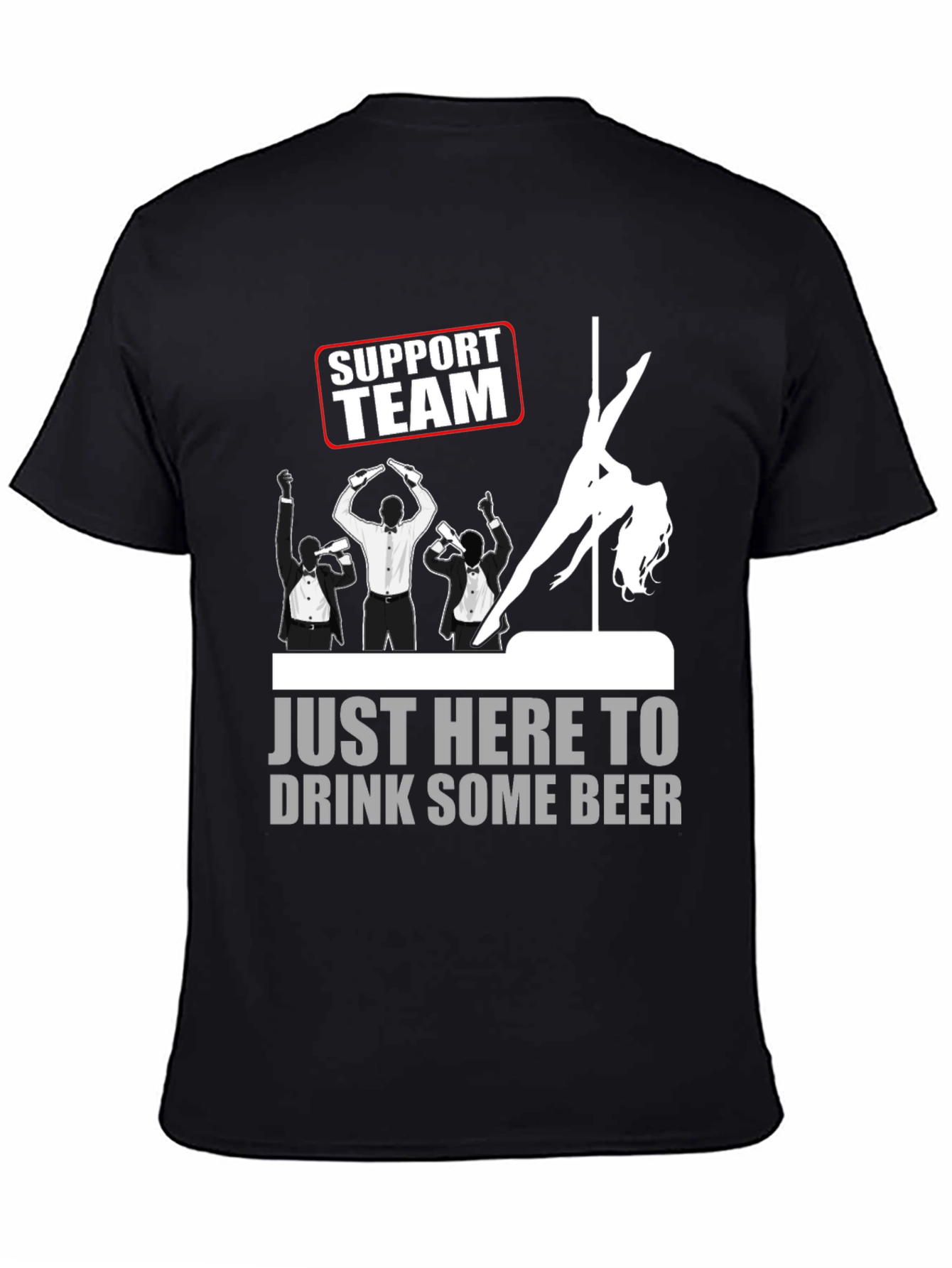 Black Support Team Drink Beer Graphic T-Shirt view 4