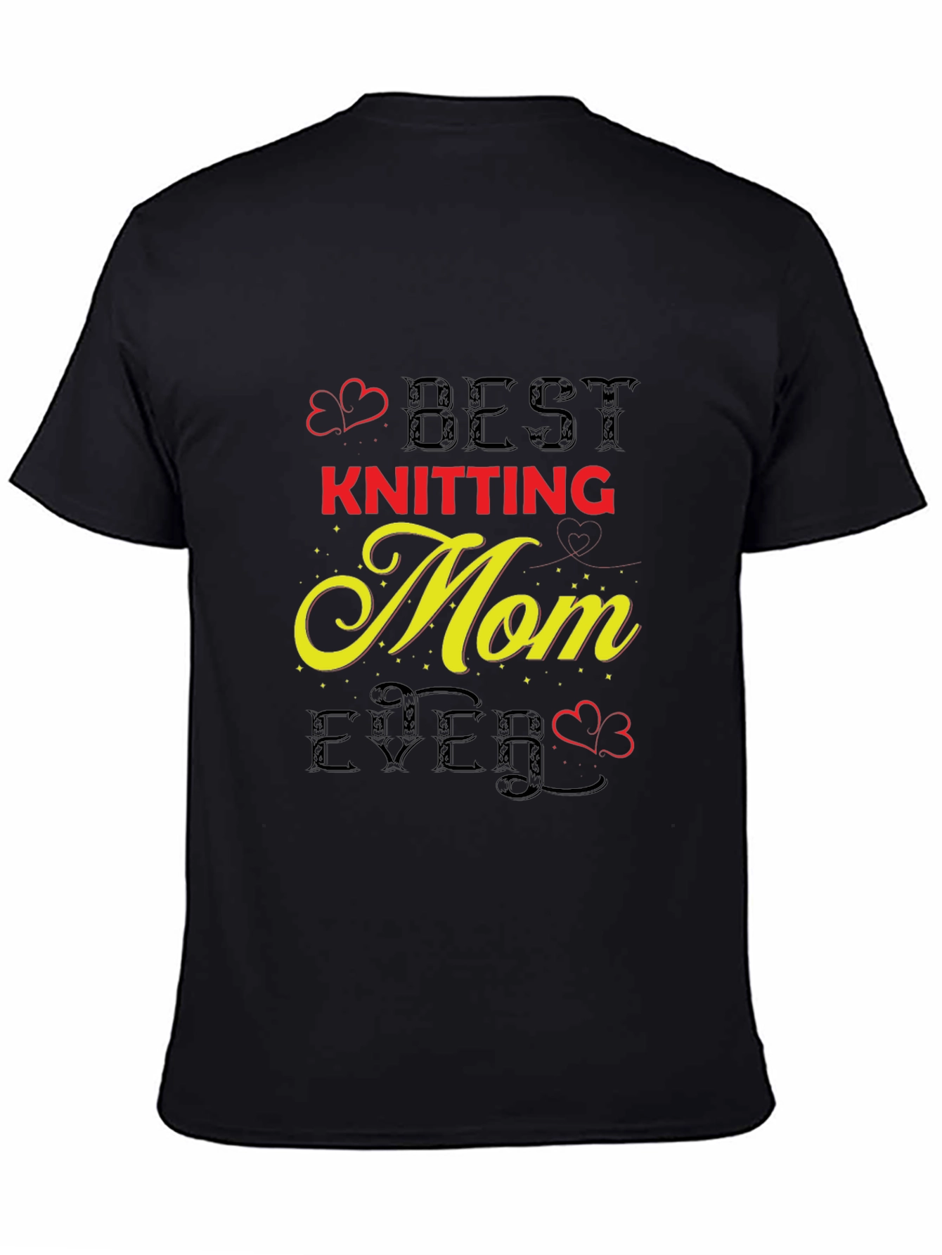 Black Best Knitting Mom Ever T-Shirt view 4