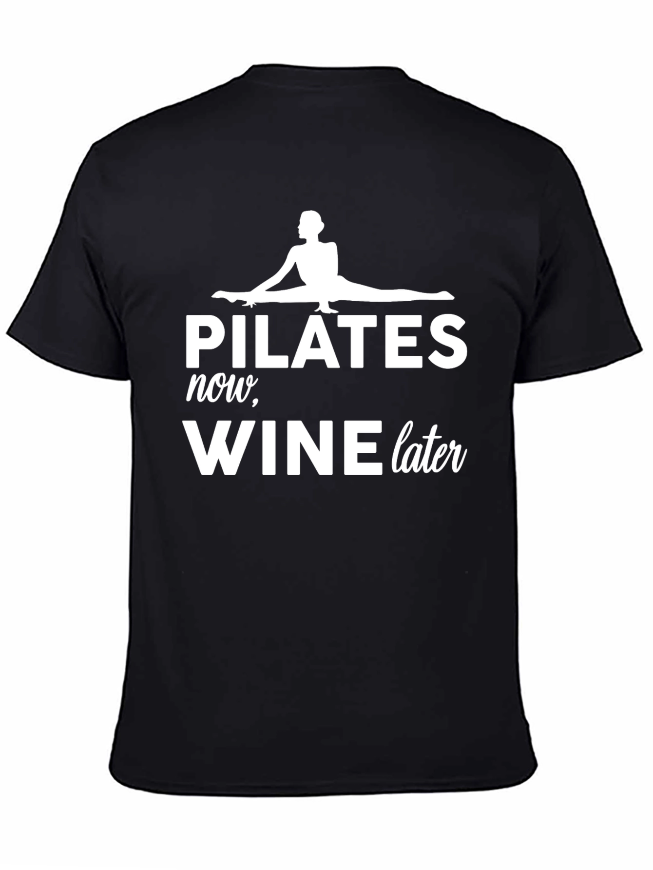 Black Pilates Now, Wine Later Graphic T-Shirt - Unisex view 4