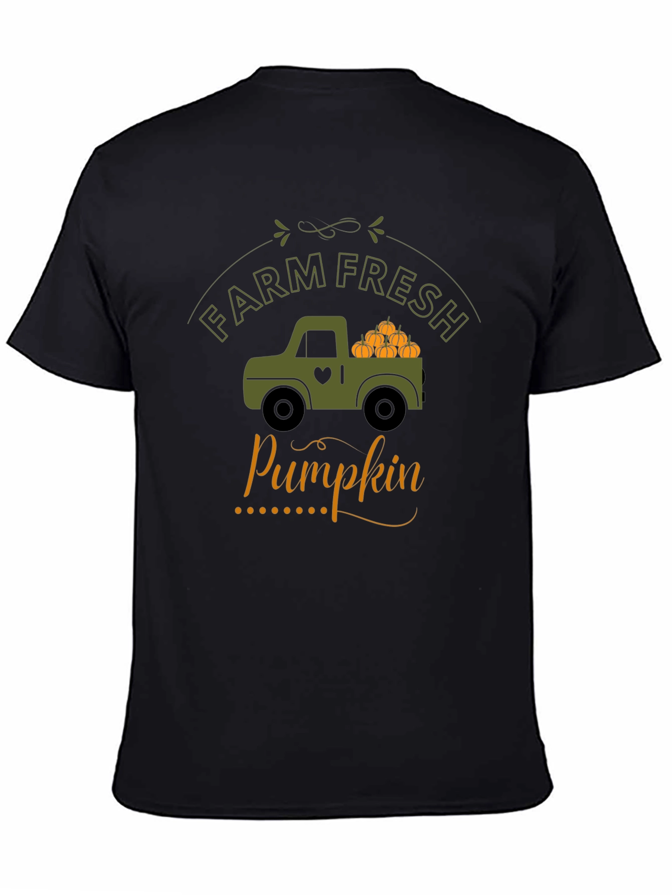 Black Farm Fresh Pumpkin Truck T-Shirt - Fall Harvest Tee view 4