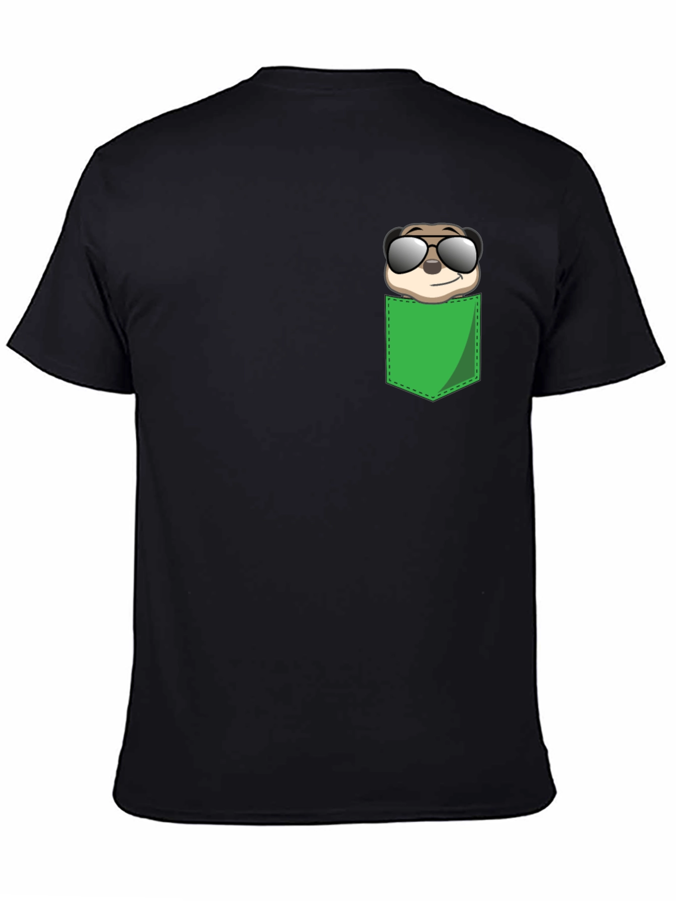 Black Cool Meerkat Pocket T-Shirt view 4