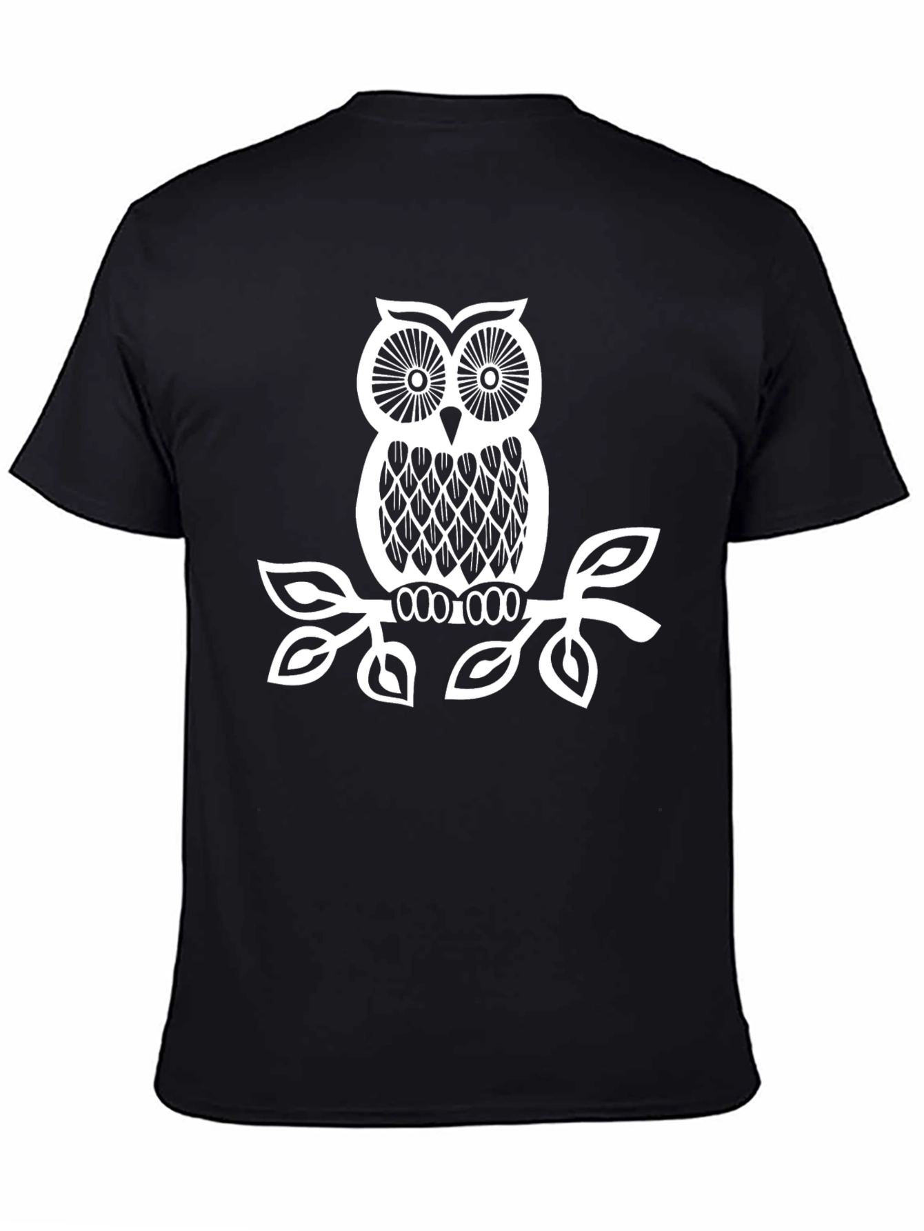 Black Owl Graphic Tee - Black Cotton Shirt view 4