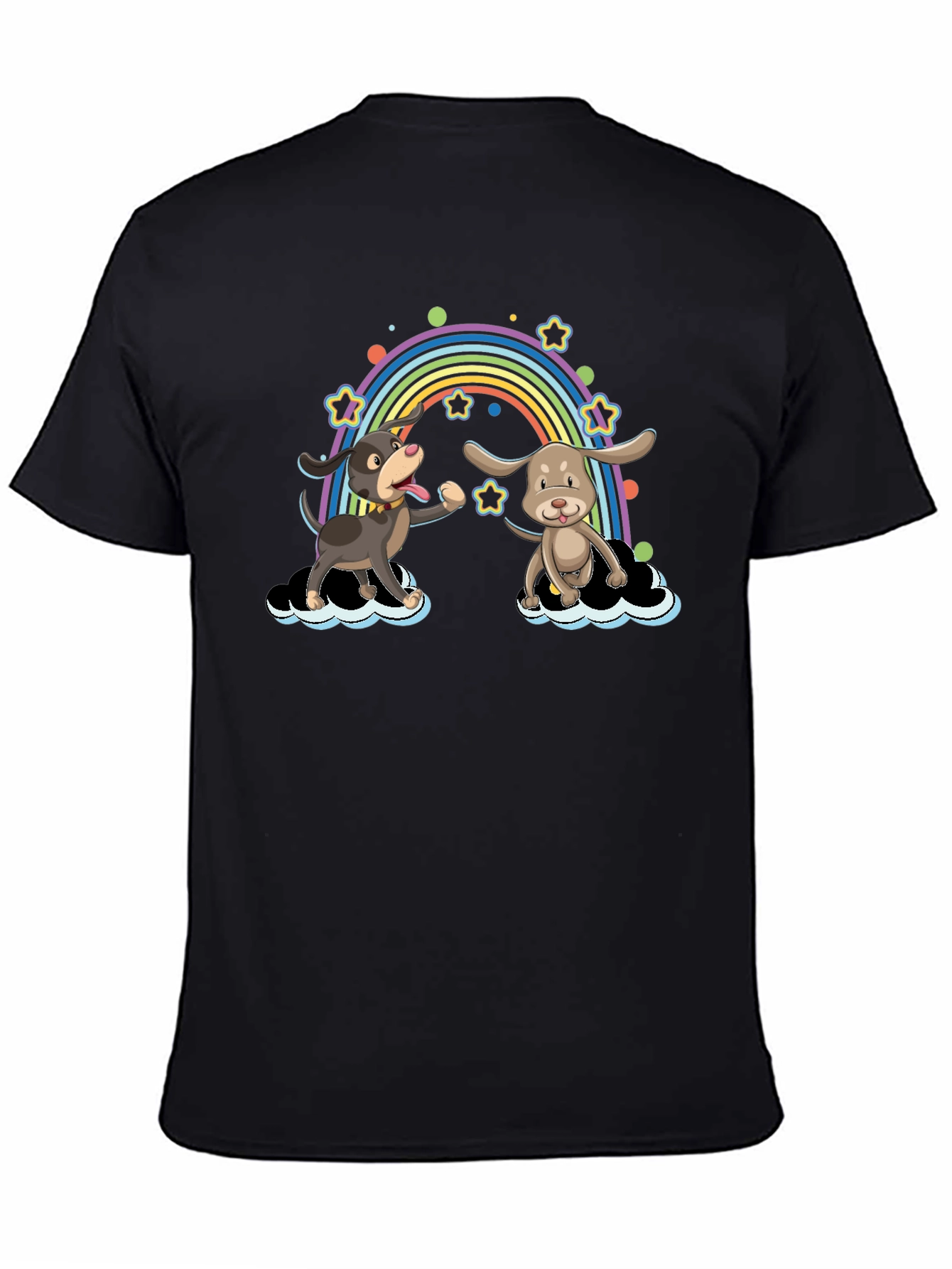 Black Rainbow Dog T-Shirt - Cute Cartoon Design view 4