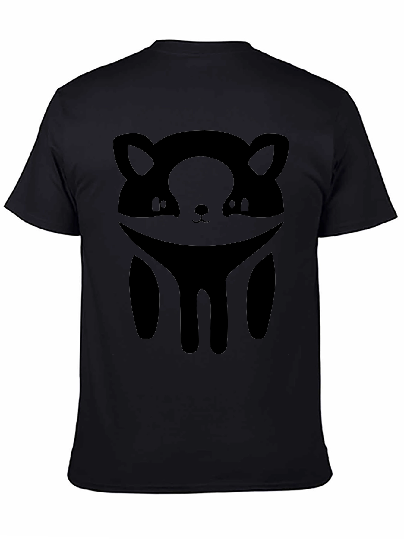 Minimalist Raccoon Graphic Black T-Shirt - 4