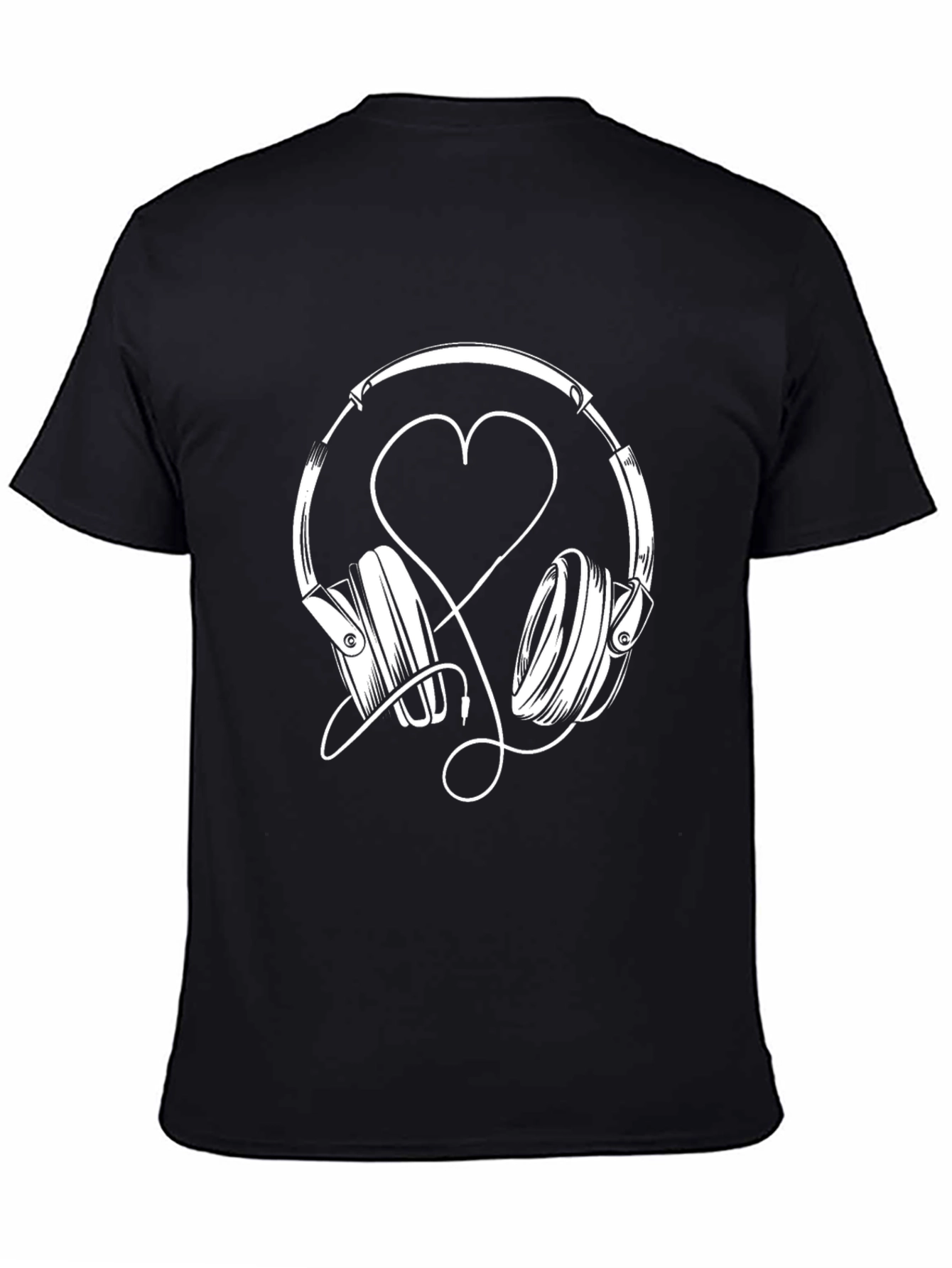 Black Headphones Heart Graphic Tee - Music Lover Shirt view 4
