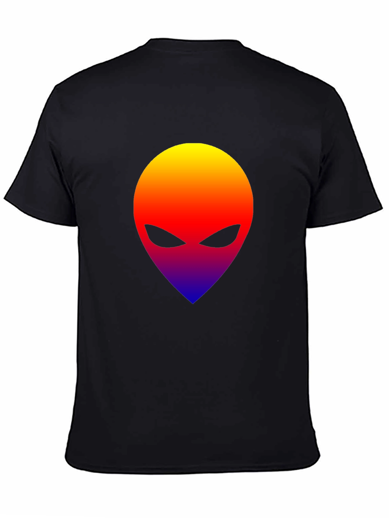 Black Alien Head Graphic T-Shirt - Gradient Design view 4