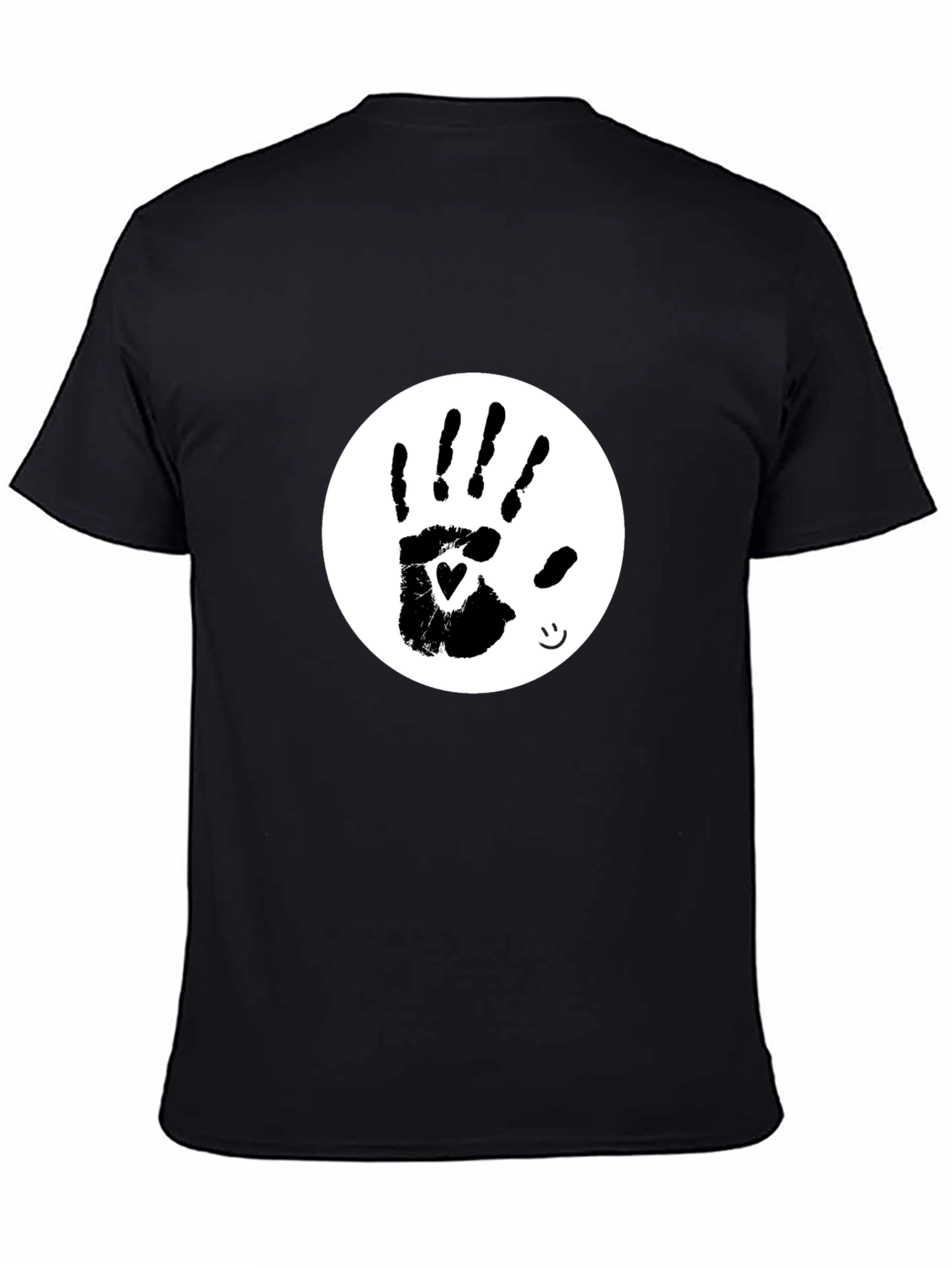 Black Heart Handprint Tee - Black Cotton Blend T-Shirt view 4